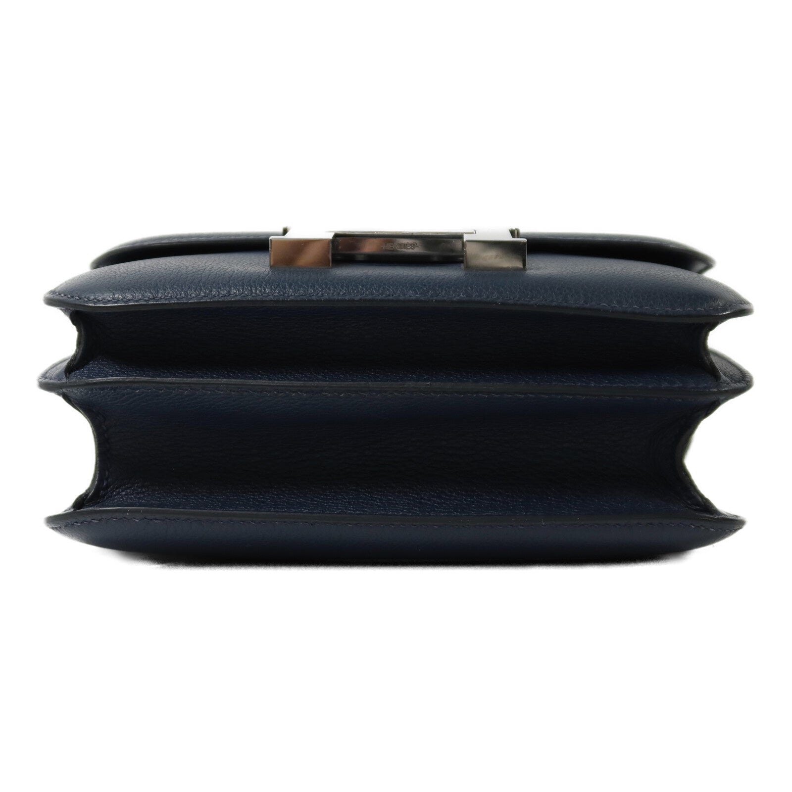 HERMES Evercolor皮革Constance Mini銀扣肩背袋Bleu de Malte