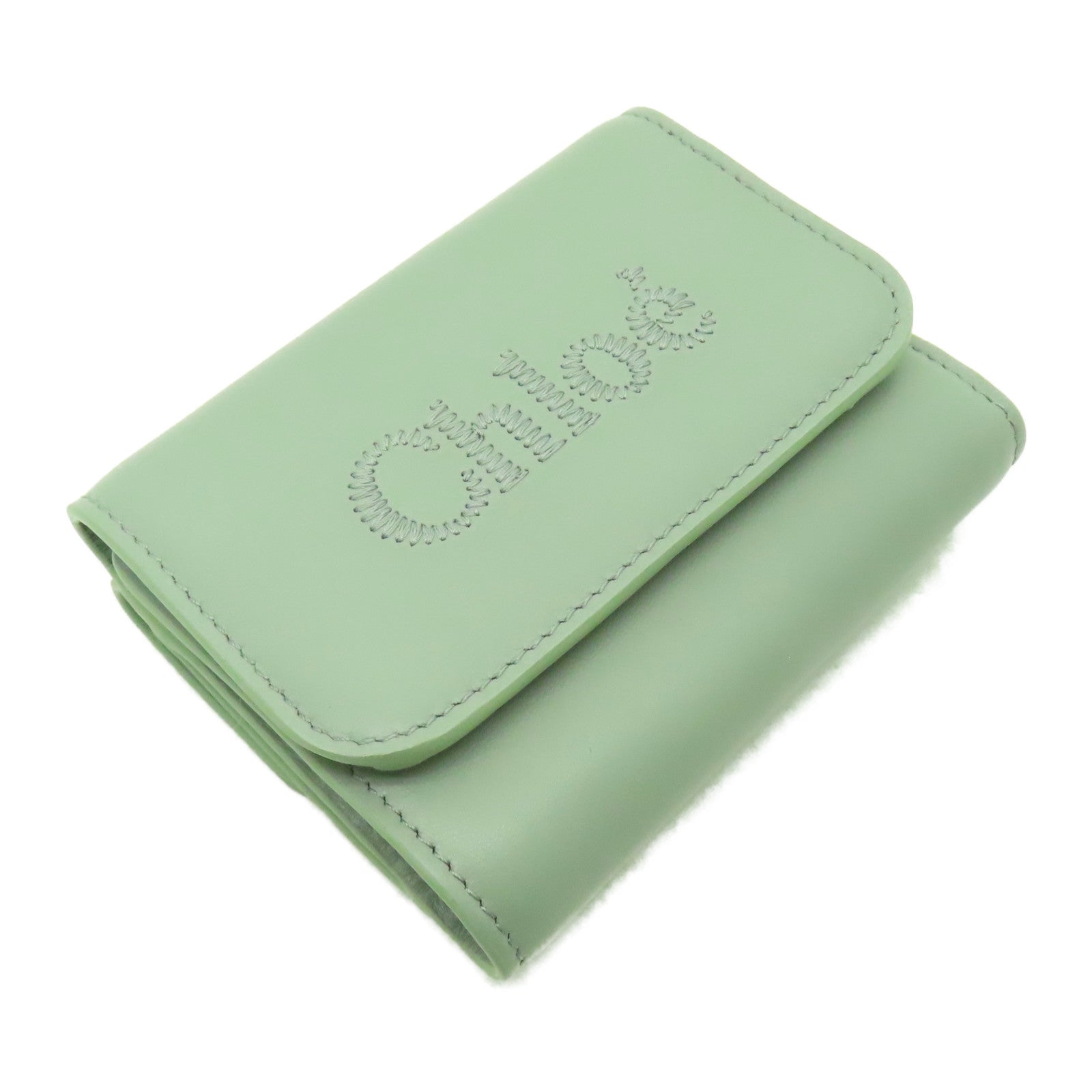Chloe 【激減優惠】牛皮皮革Sence Small Tri-Fold金扣錢包綠色