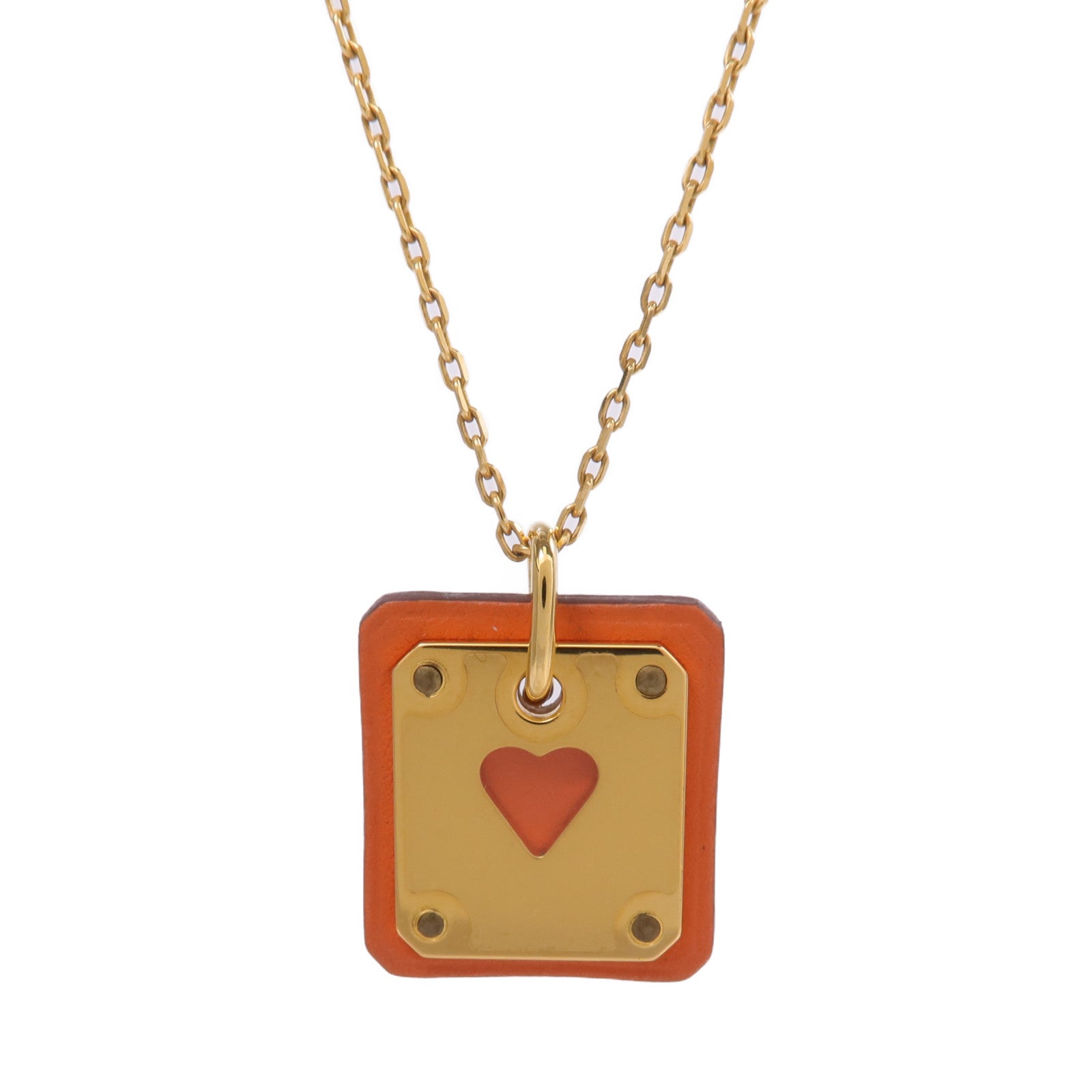 HERMES 金屬/皮革As De Coeur Necklace項鍊