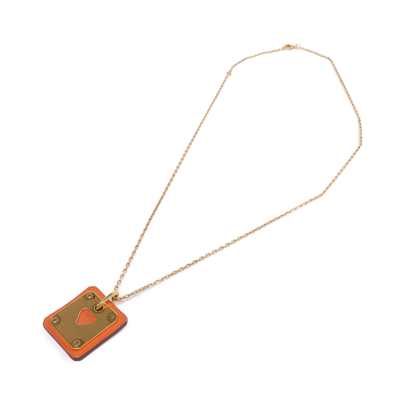 HERMES 金屬/皮革As De Coeur Necklace項鍊