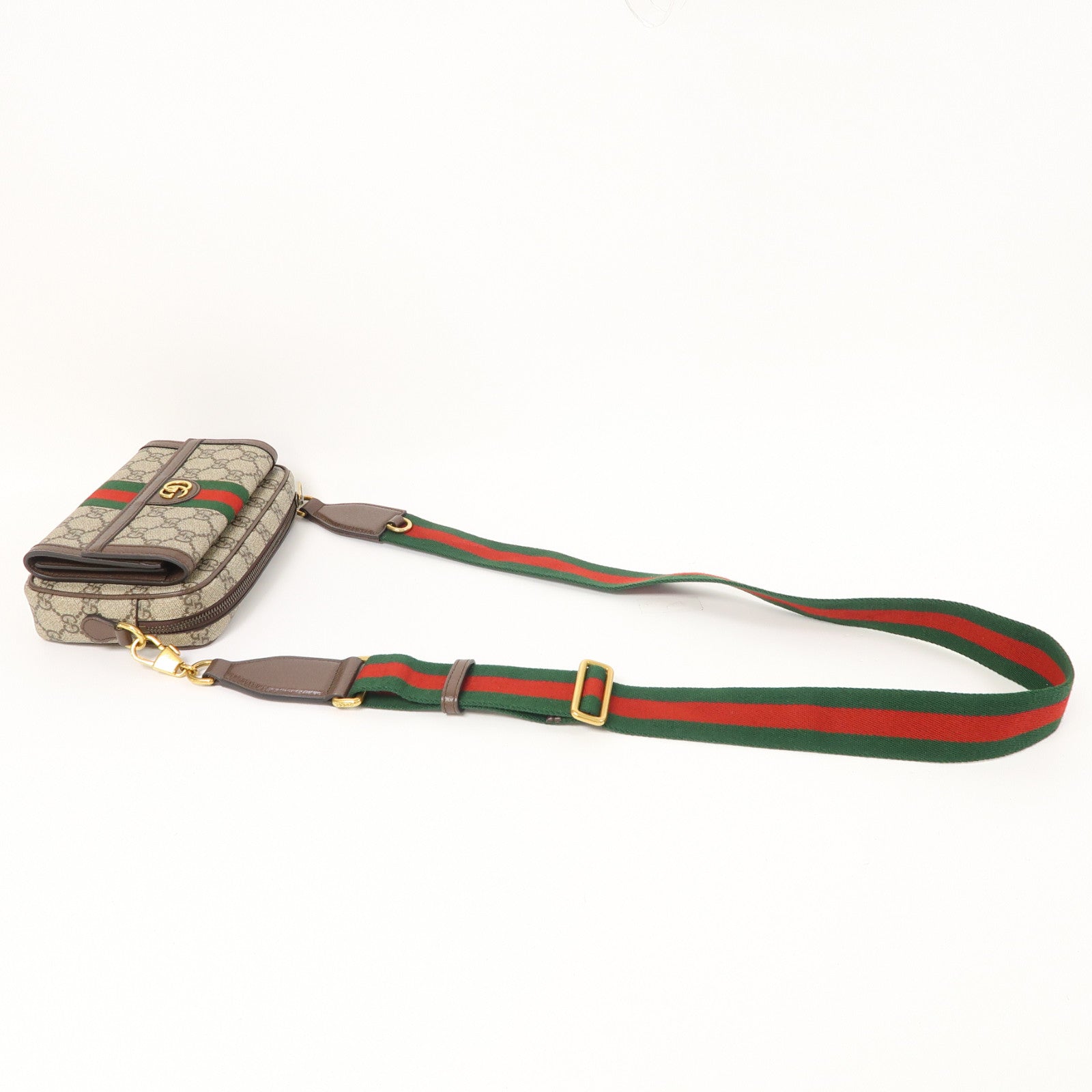 GUCCI 塗層帆布Ophidia金扣肩背袋啡色