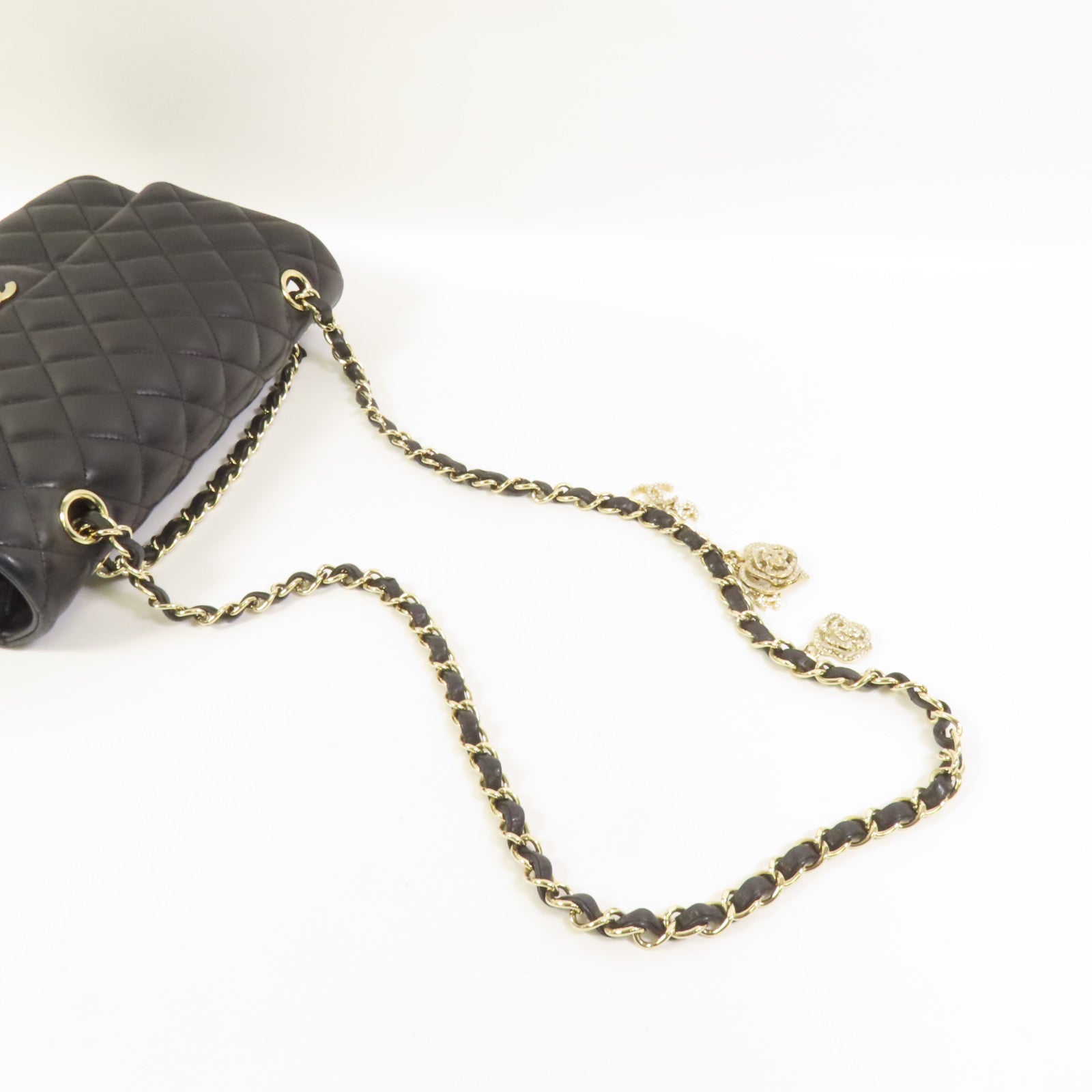 CHANEL 羊皮皮革Chain Shoulder金扣鏈帶肩背袋