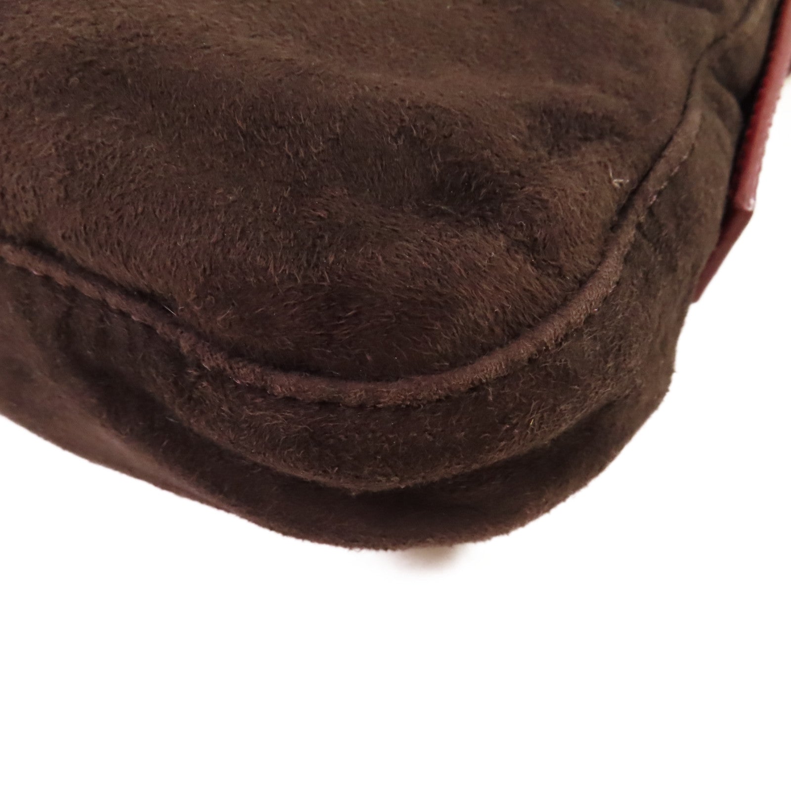 FENDI 麂皮皮革Mamma Bucke Hand Bag銀扣手挽袋啡色
