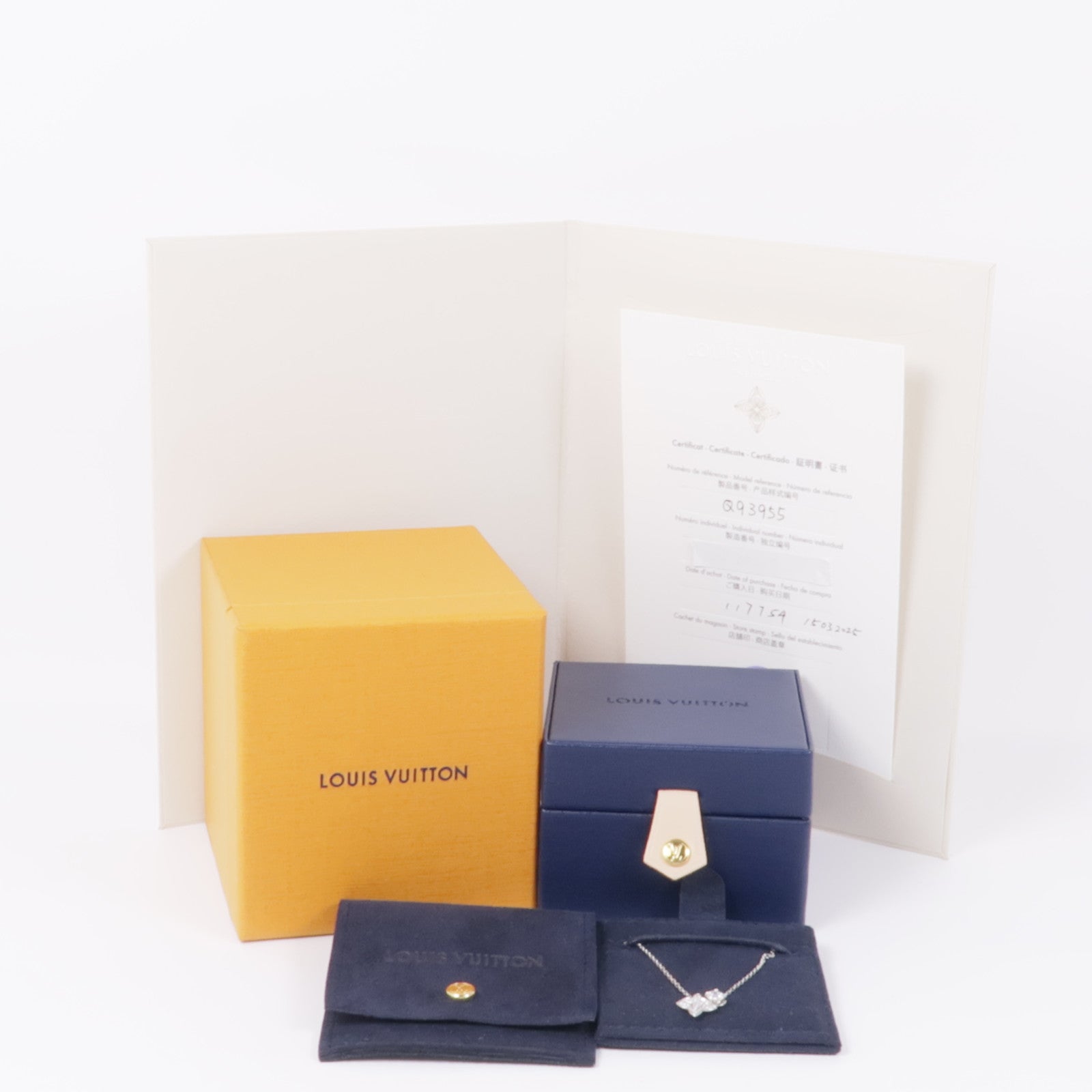 LOUIS VUITTON LV Diamond Double Pendant Necklace Q03000 18K White Gold