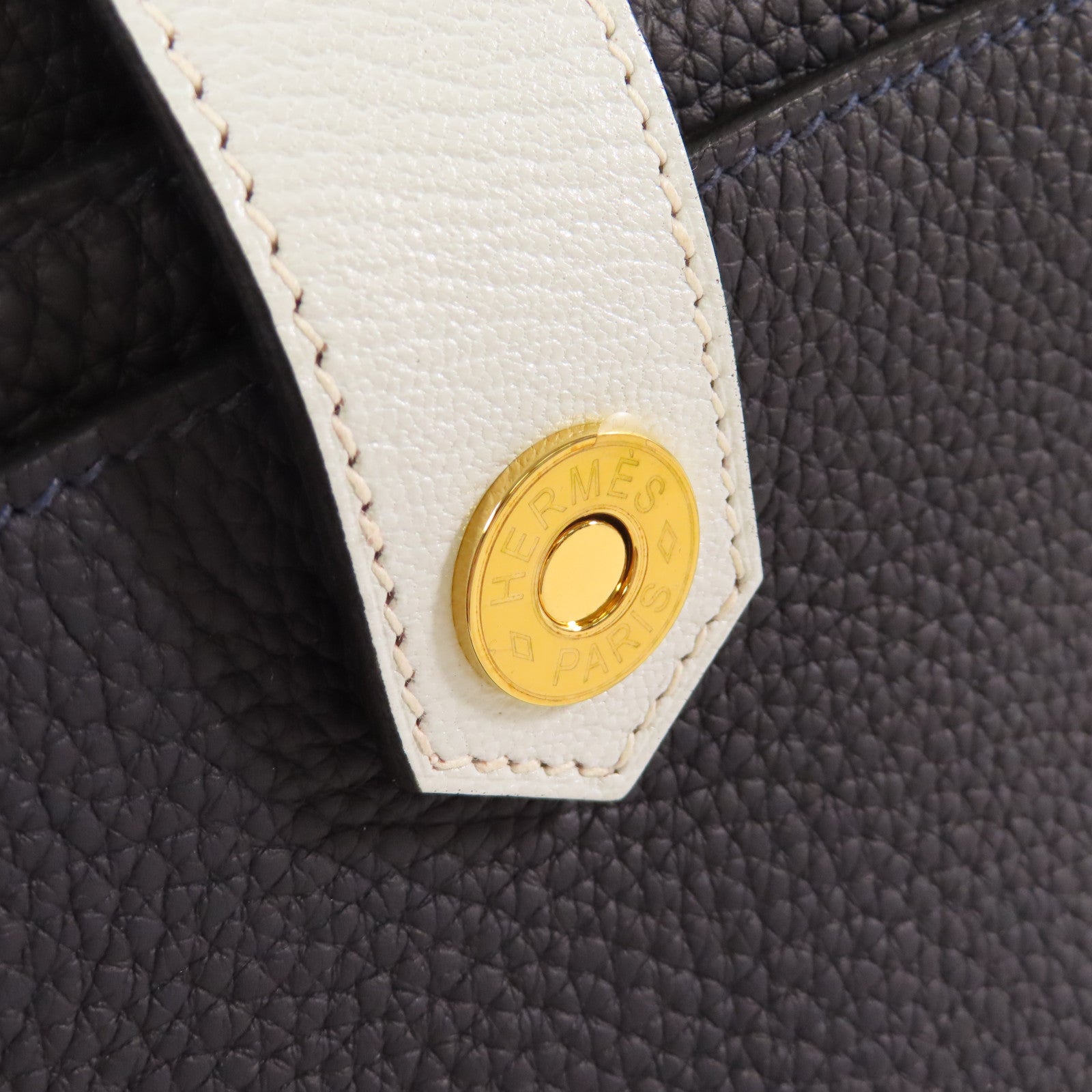 HERMES 牛皮皮革Sac Saut 25 Shoulder Bag金扣肩背袋深藍色