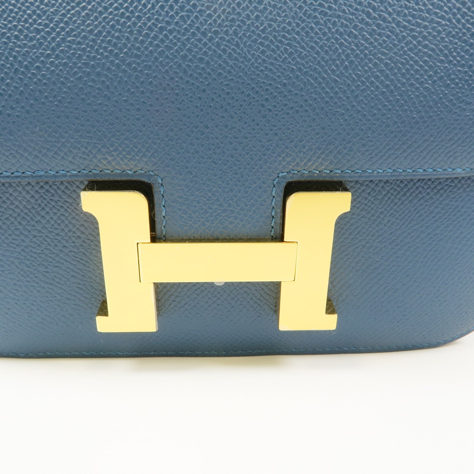 HERMES 【激減優惠】Epsom皮革Constance Mini金扣肩背袋Blue