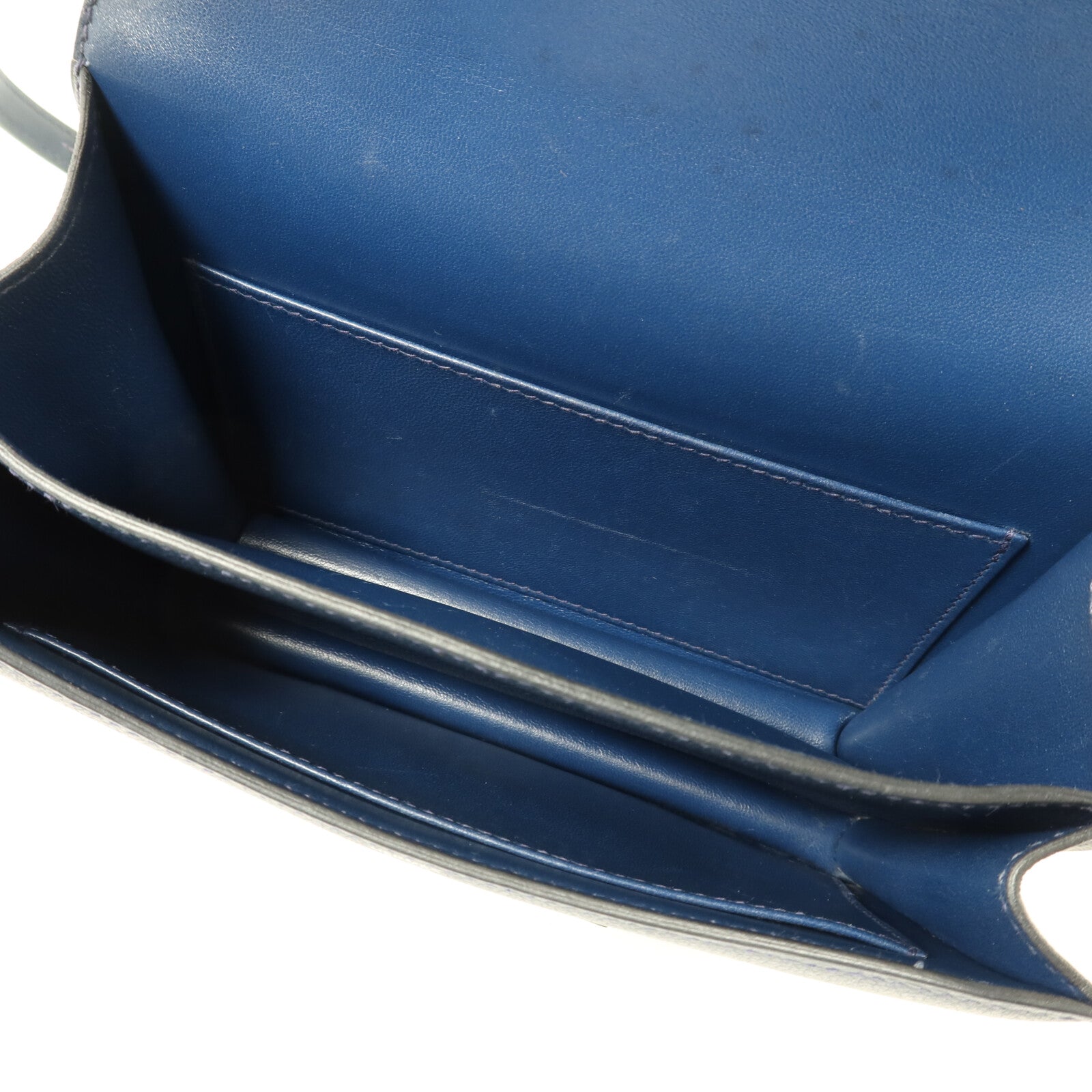 HERMES Evercolor皮革Constance Mini銀扣肩背袋Bleu de Malte