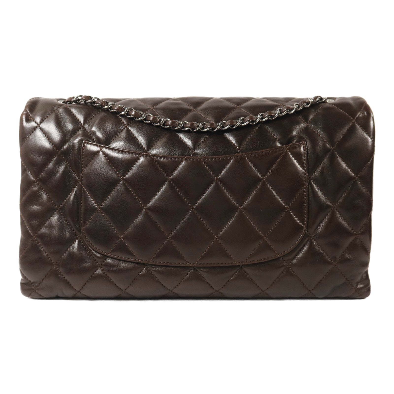 CHANEL 羊皮皮革Chain Shoulder銀扣鏈帶肩背袋