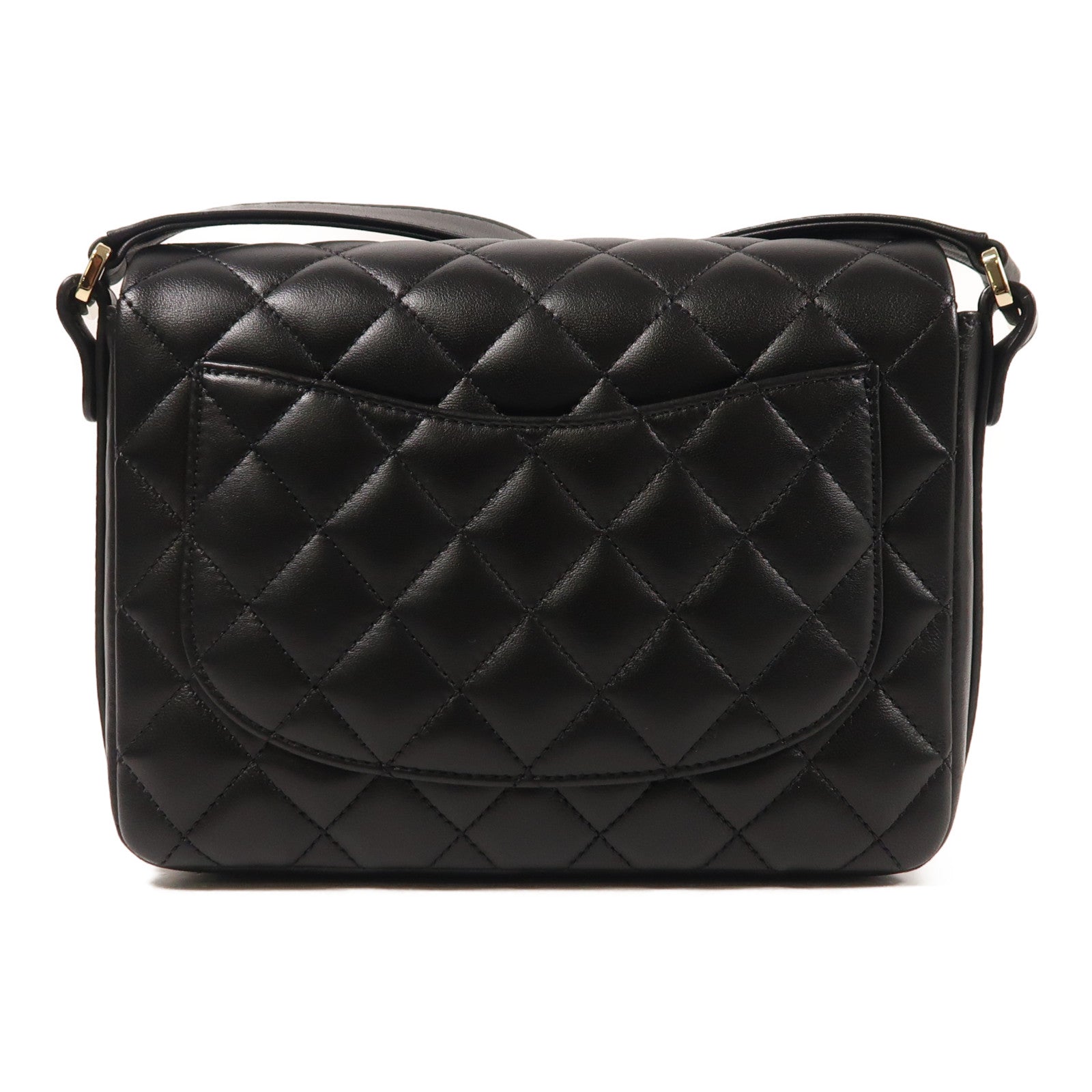 CHANEL CC GHW Shoulder Bag Lambskin Leather Black