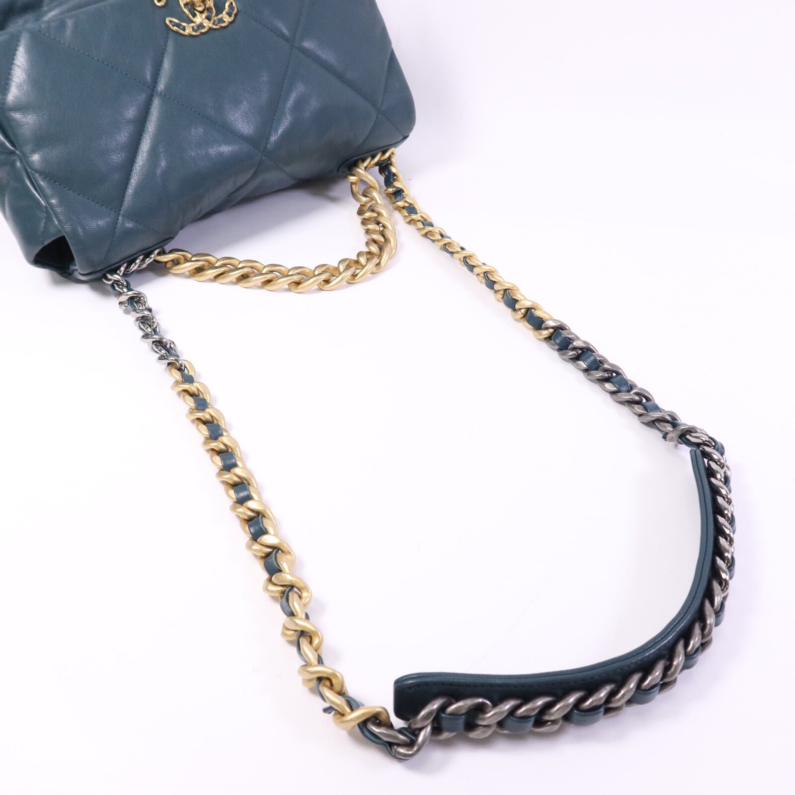 CHANEL 羊皮皮革Chanel 19 Large鏈帶手挽肩背兩用袋