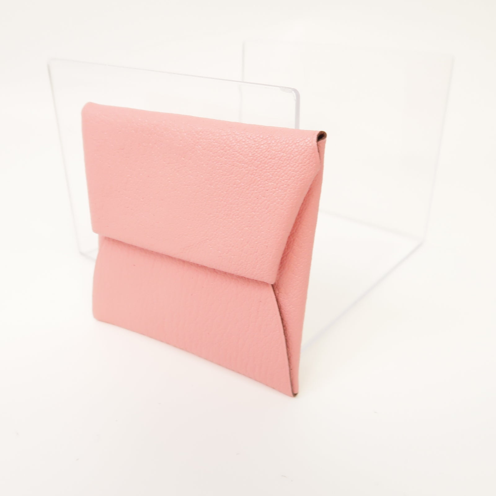 HERMES 【激減優惠】Chevre皮革Coin Case銀扣零錢包Rose Sakura粉紅色