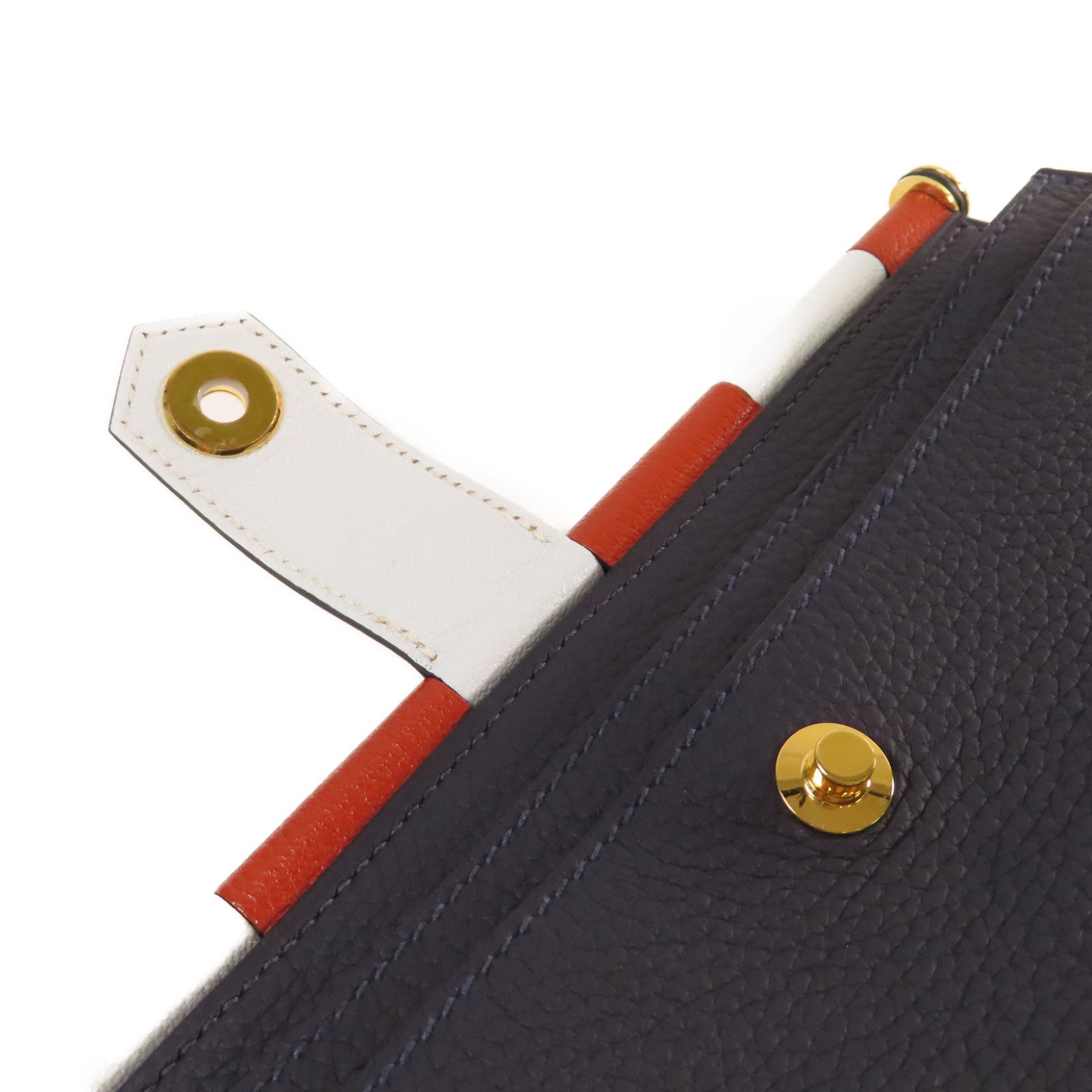 HERMES 牛皮皮革Sac Saut 25 Shoulder Bag金扣肩背袋深藍色