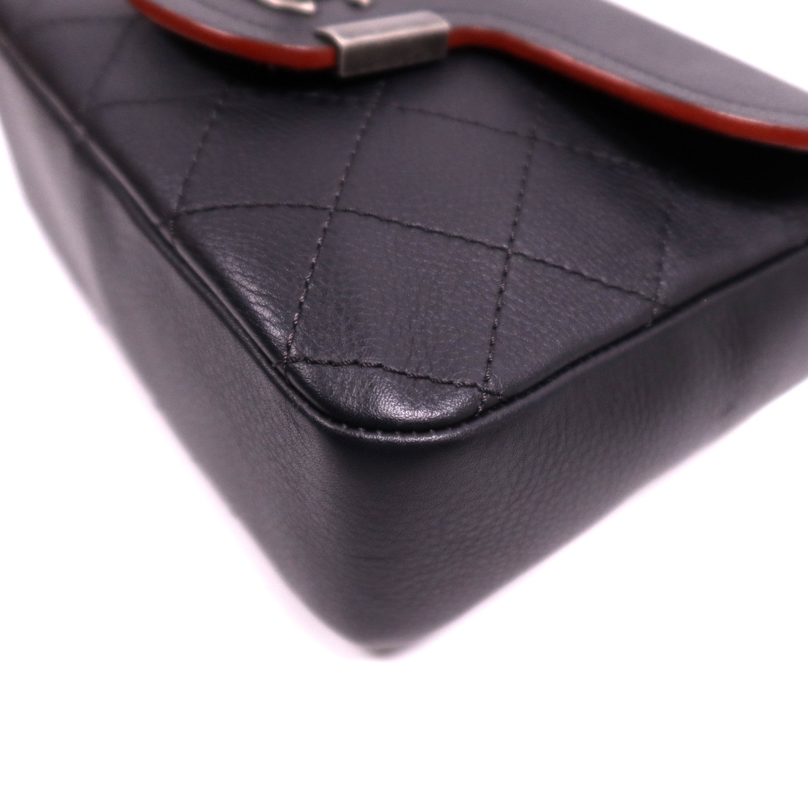 CHANEL 牛皮皮革Chain Shoulder Bag銀扣鏈帶肩背袋