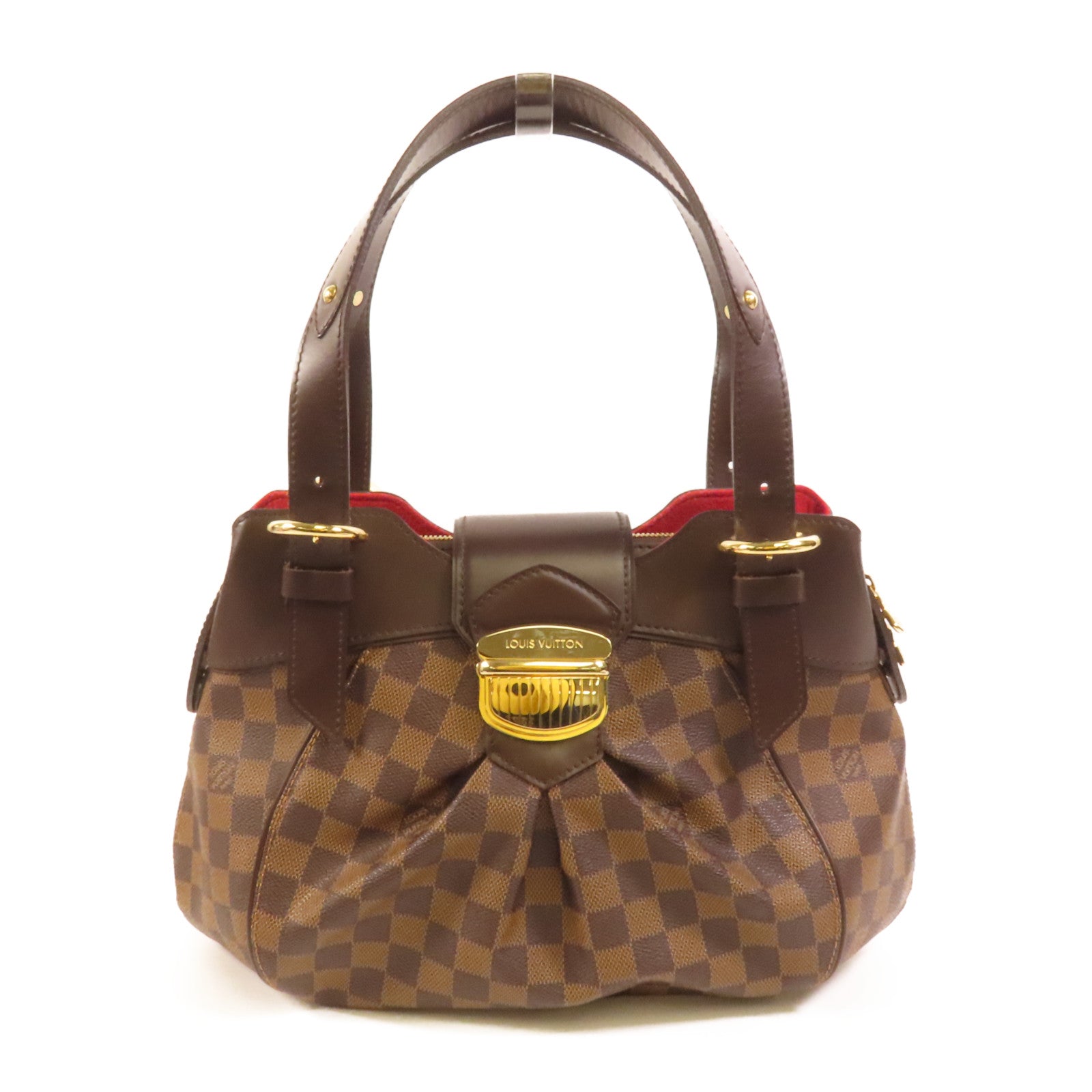 LOUIS VUITTON Damier Sistina PM金扣手挽袋