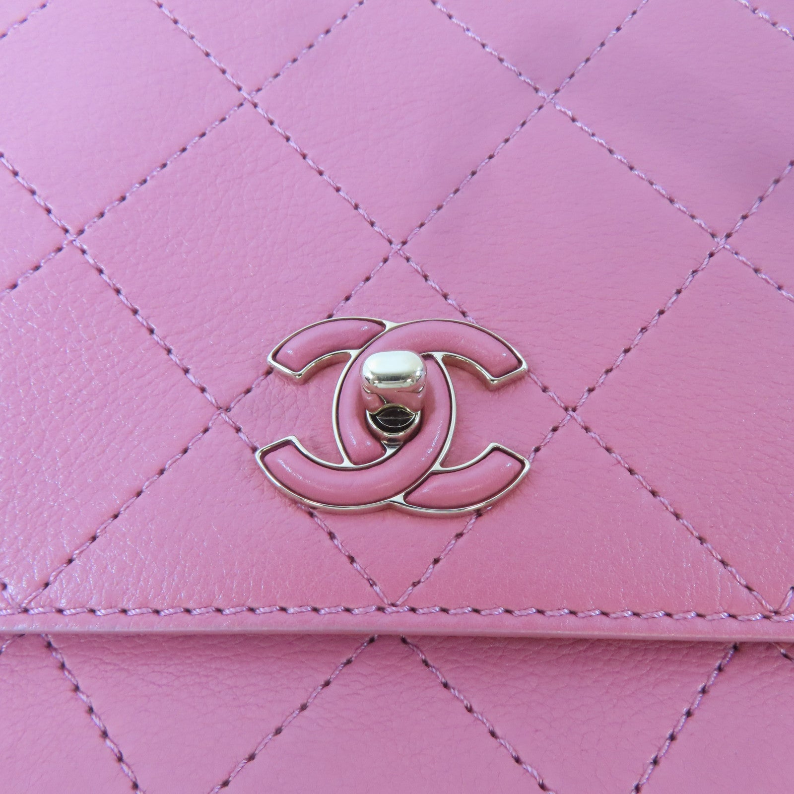 CHANEL 【激減優惠】菱格牛皮皮革Chain Shoulder Bag金扣鏈帶肩背袋粉紅色