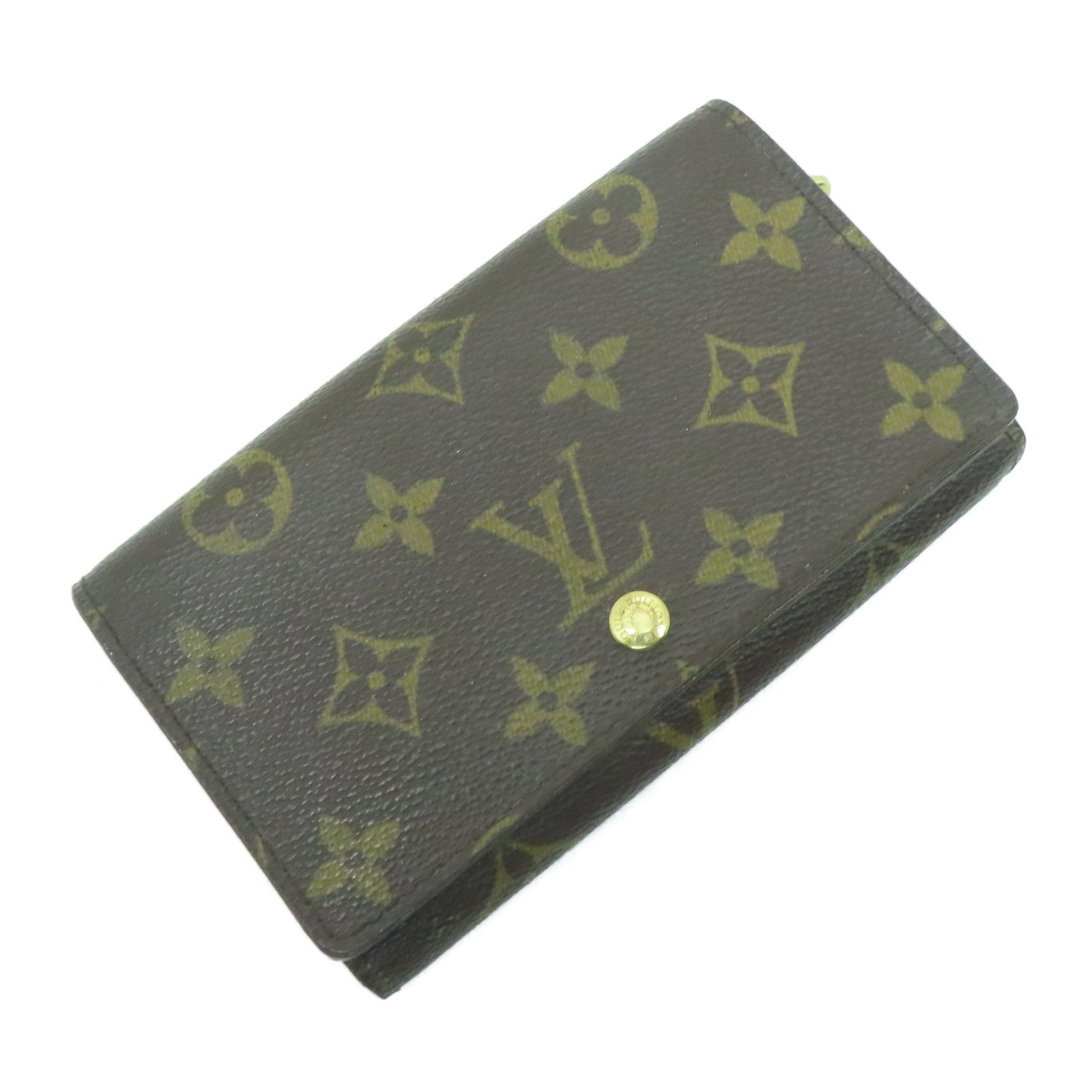 LOUIS VUITTON 【激減優惠】Monogram Porte Monnaie Billets Tresor Wallet金扣錢包啡色