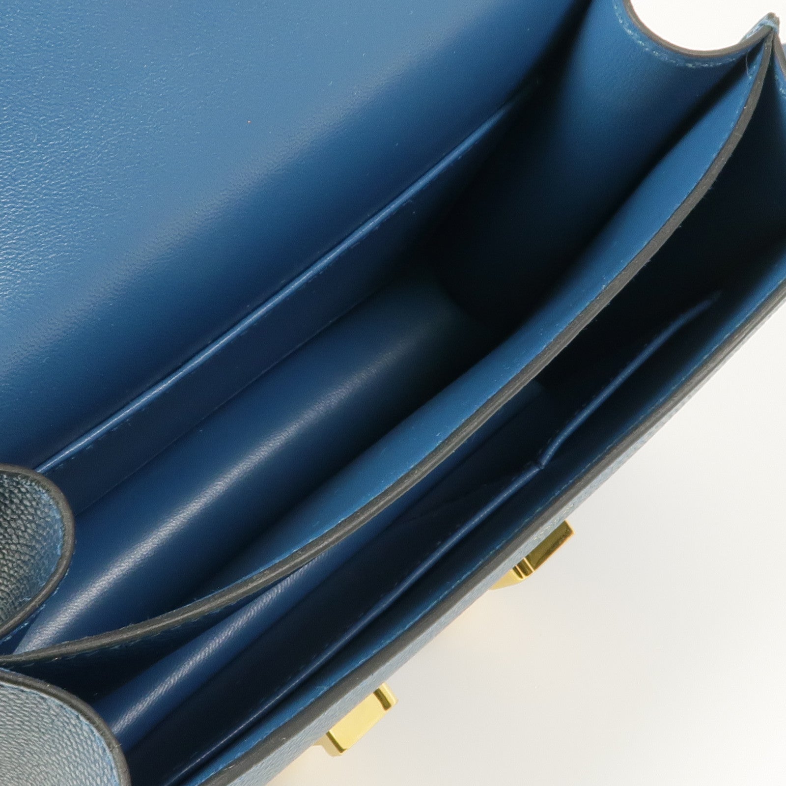 HERMES Epsom皮革Constance Mini金扣肩背袋Blue