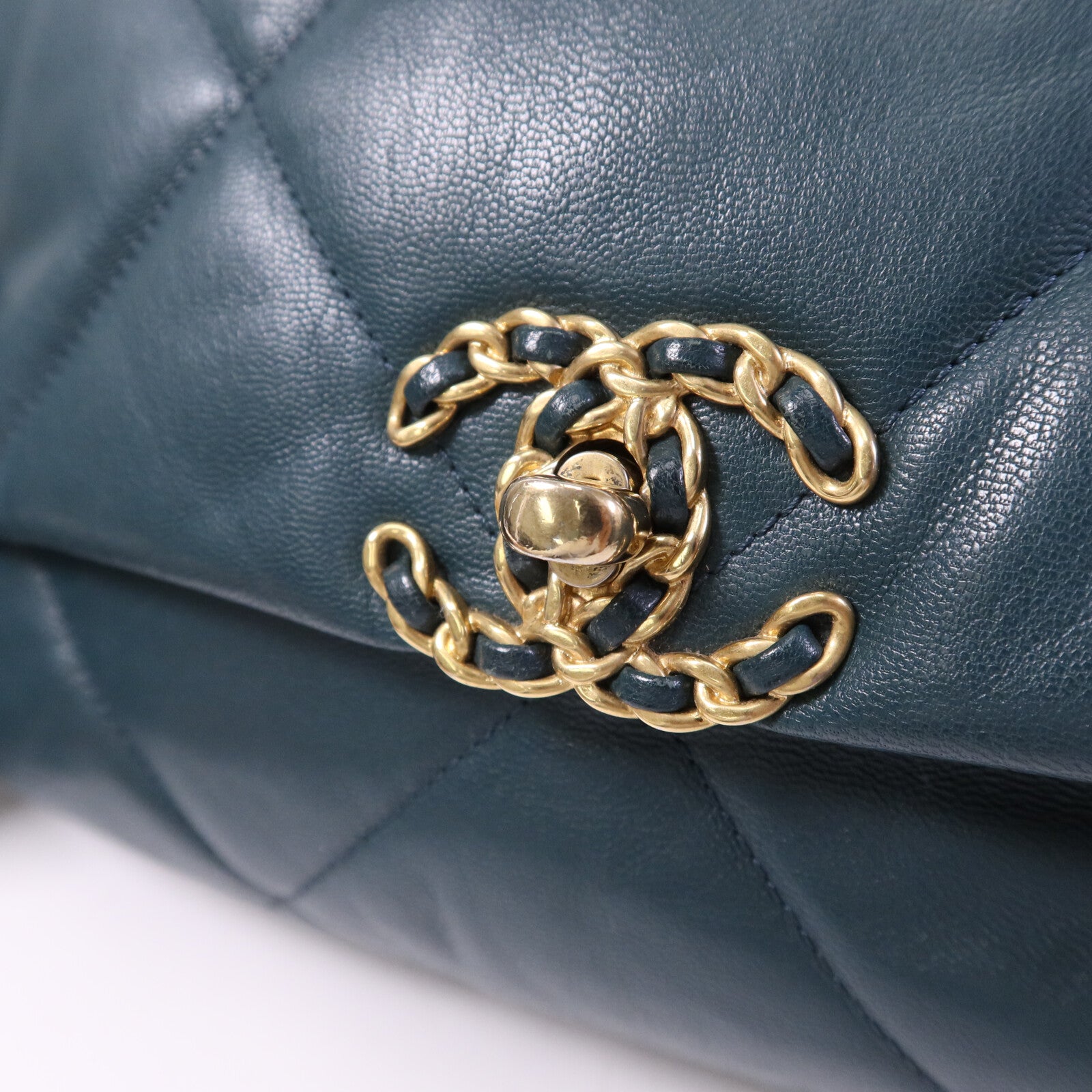 CHANEL 羊皮皮革Chanel 19 Large鏈帶手挽肩背兩用袋
