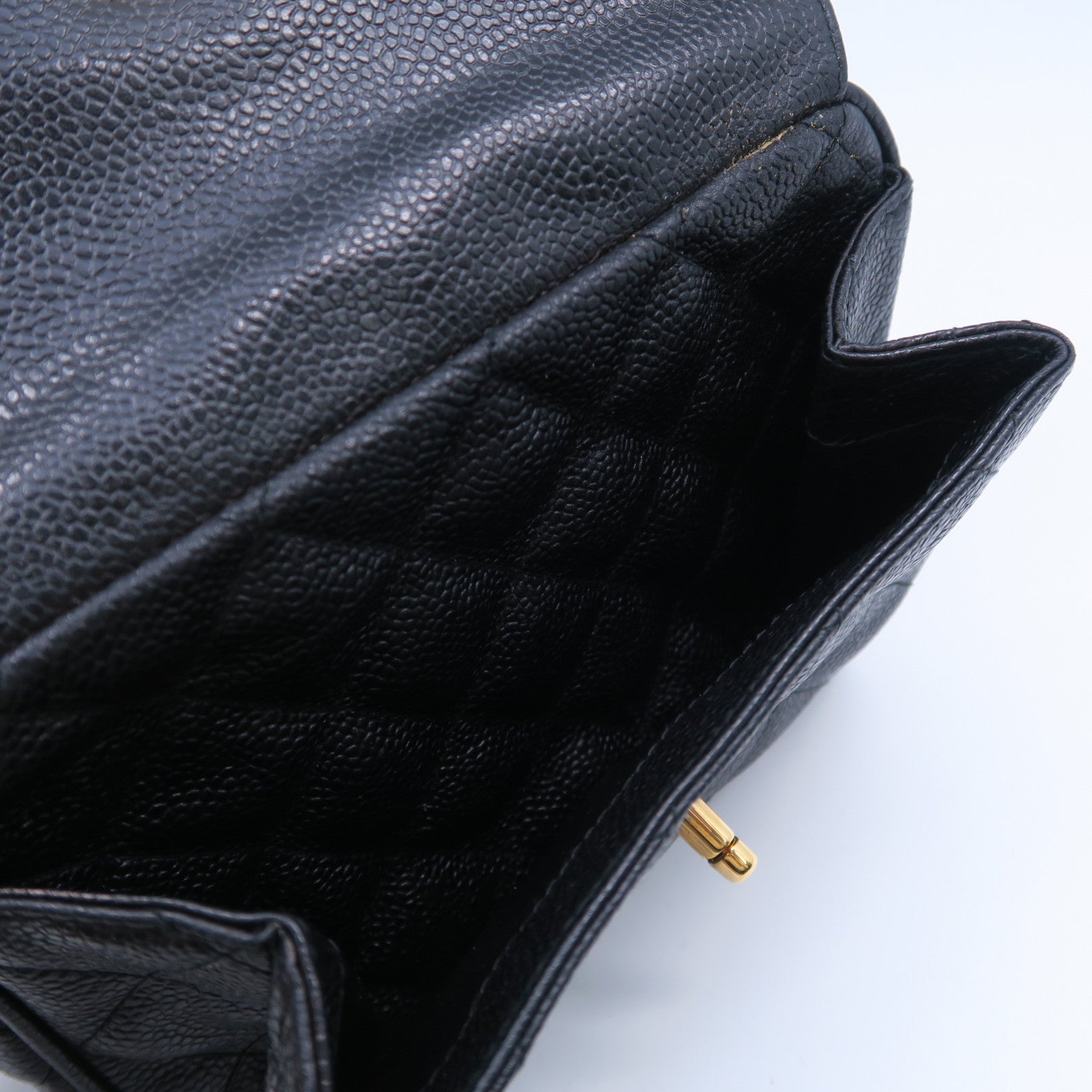 CHANEL 菱格牛皮皮革Chain Shoulder Bag金扣鏈帶肩背袋黑色