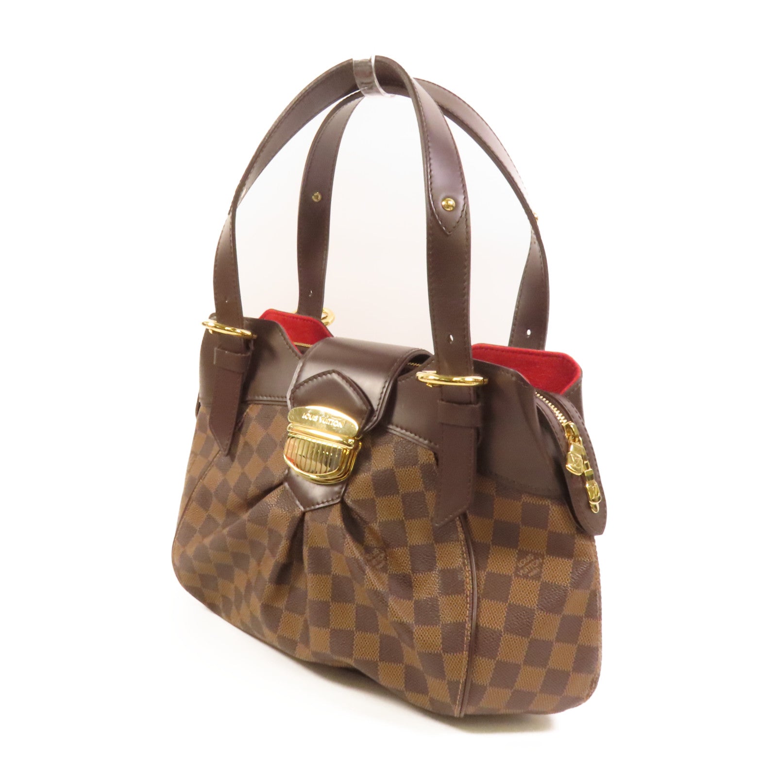 LOUIS VUITTON Damier Sistina PM金扣手挽袋