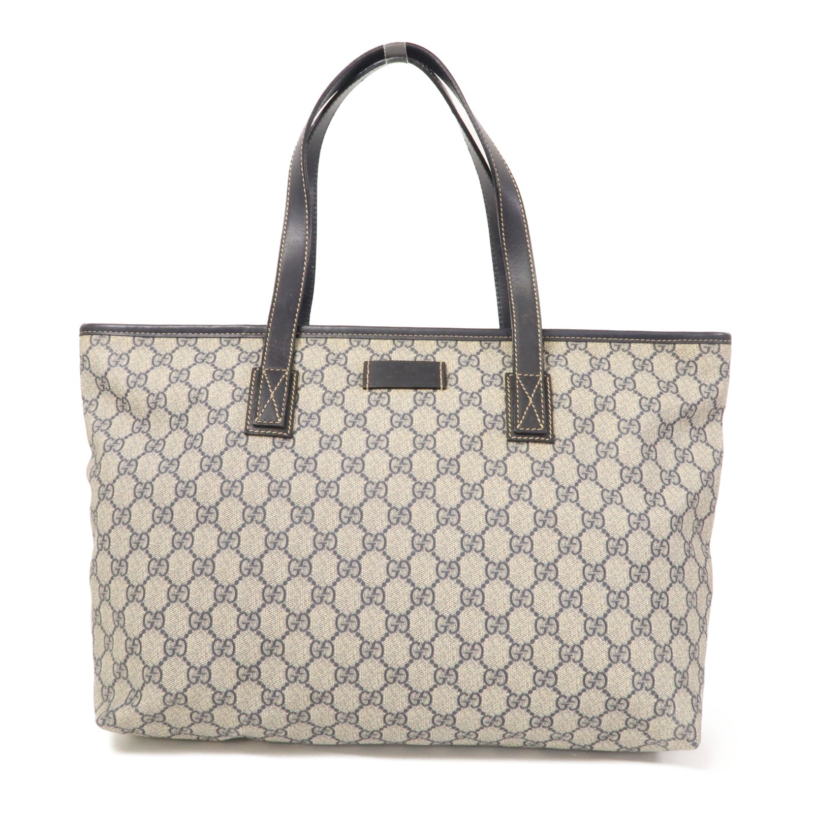 GUCCI 塗層帆布Tote Bag銀扣手挽袋藍色