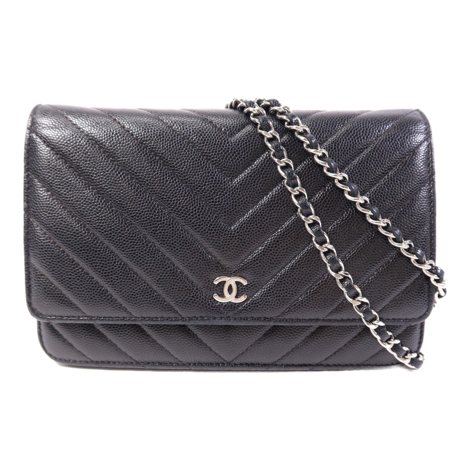 CHANEL 牛皮皮革WOC Wallet On Chain銀扣鏈帶肩背袋