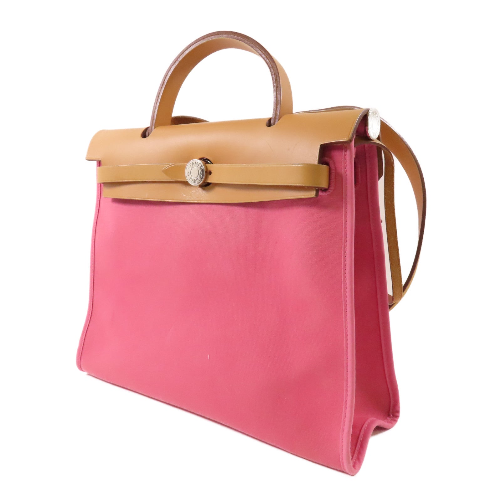 HERMES 帆布Herbag PM銀扣手挽肩背兩用袋