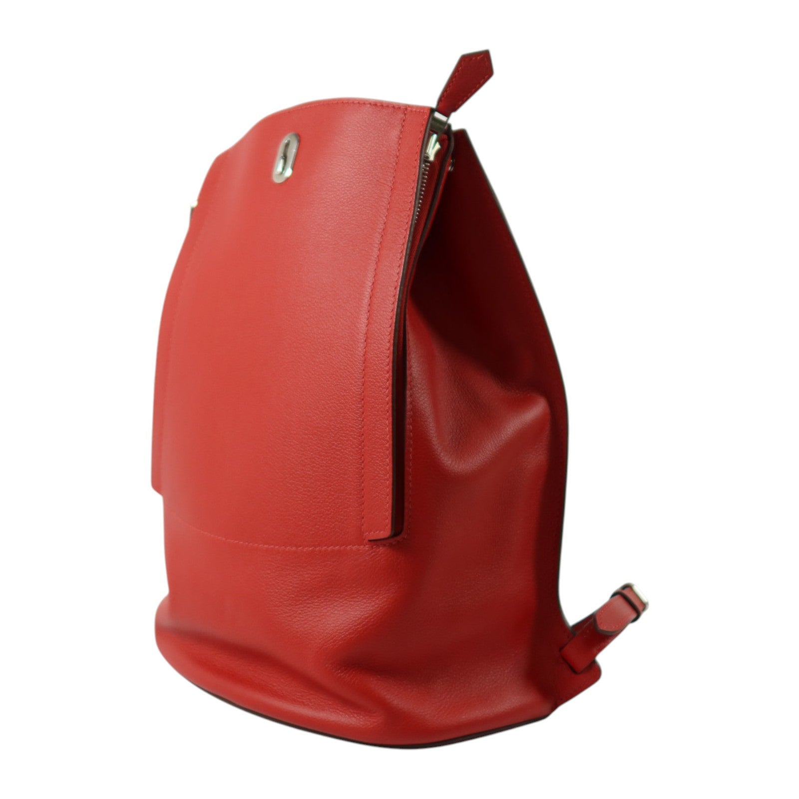 HERMES Evercolor皮革Sac A Dos GR24銀扣背包Rouge Piment