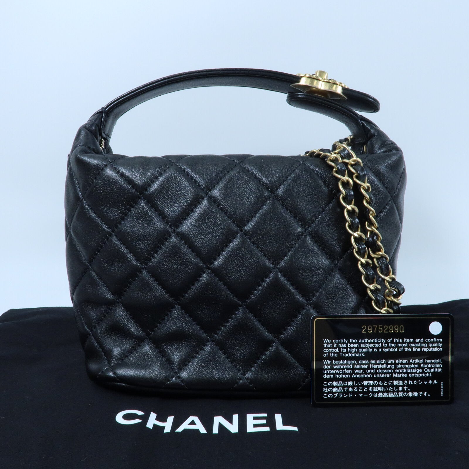 CHANEL 羊皮皮革Small Hobo金扣鏈帶手挽肩背兩用袋