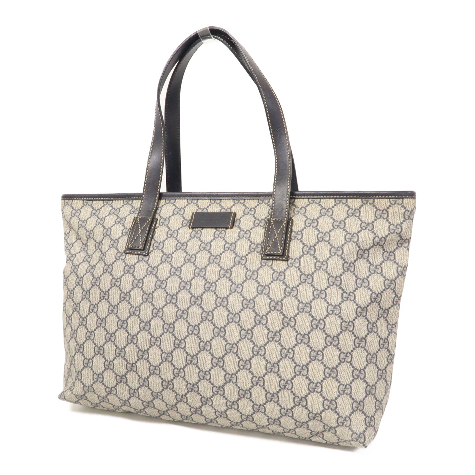 GUCCI 塗層帆布Tote Bag銀扣手挽袋藍色