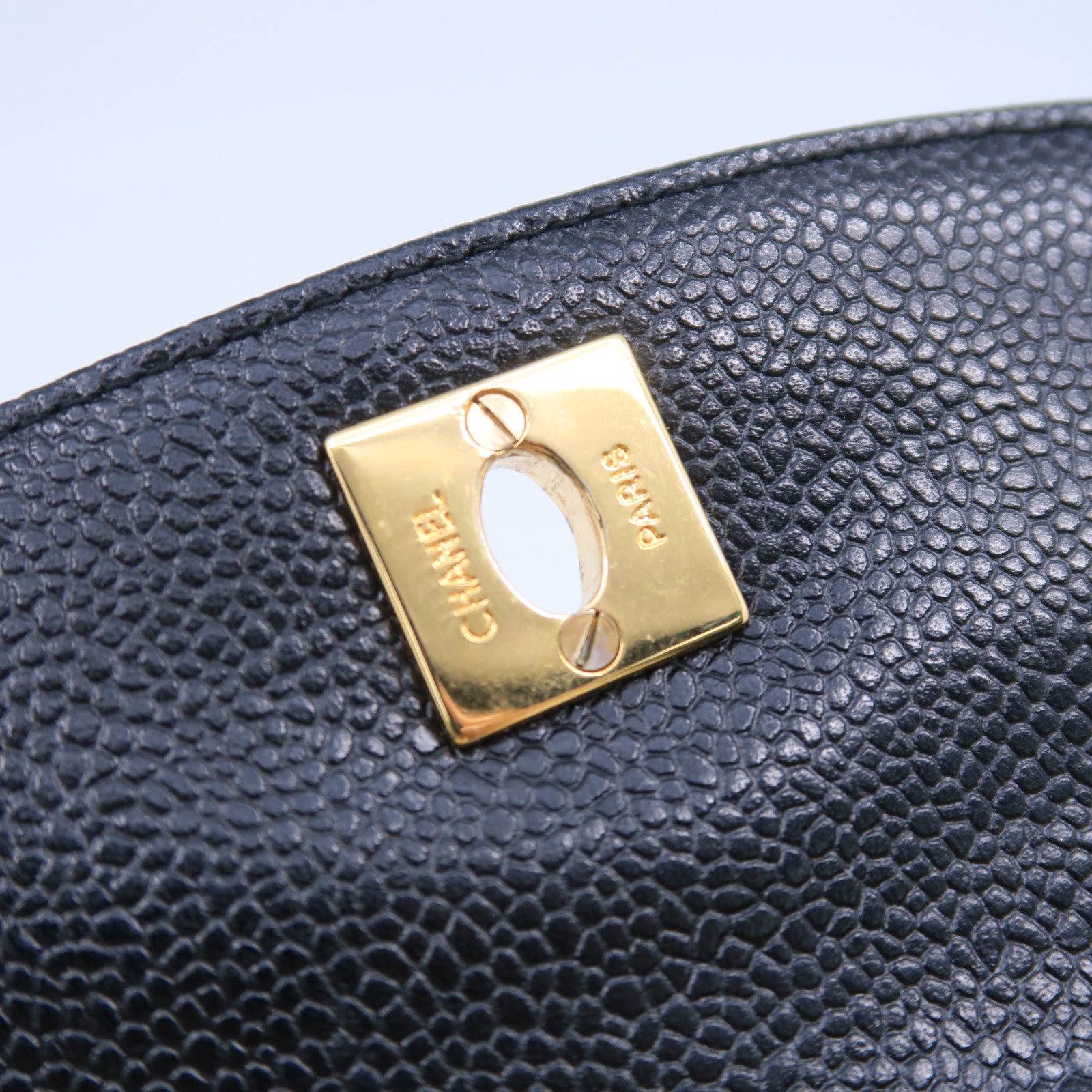 CHANEL 菱格牛皮皮革Chain Shoulder Bag金扣鏈帶肩背袋黑色