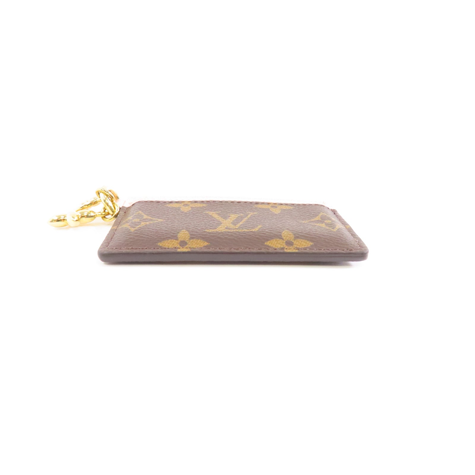 LOUIS VUITTON Monogram Card Case金扣卡片套棕色/粉紅色