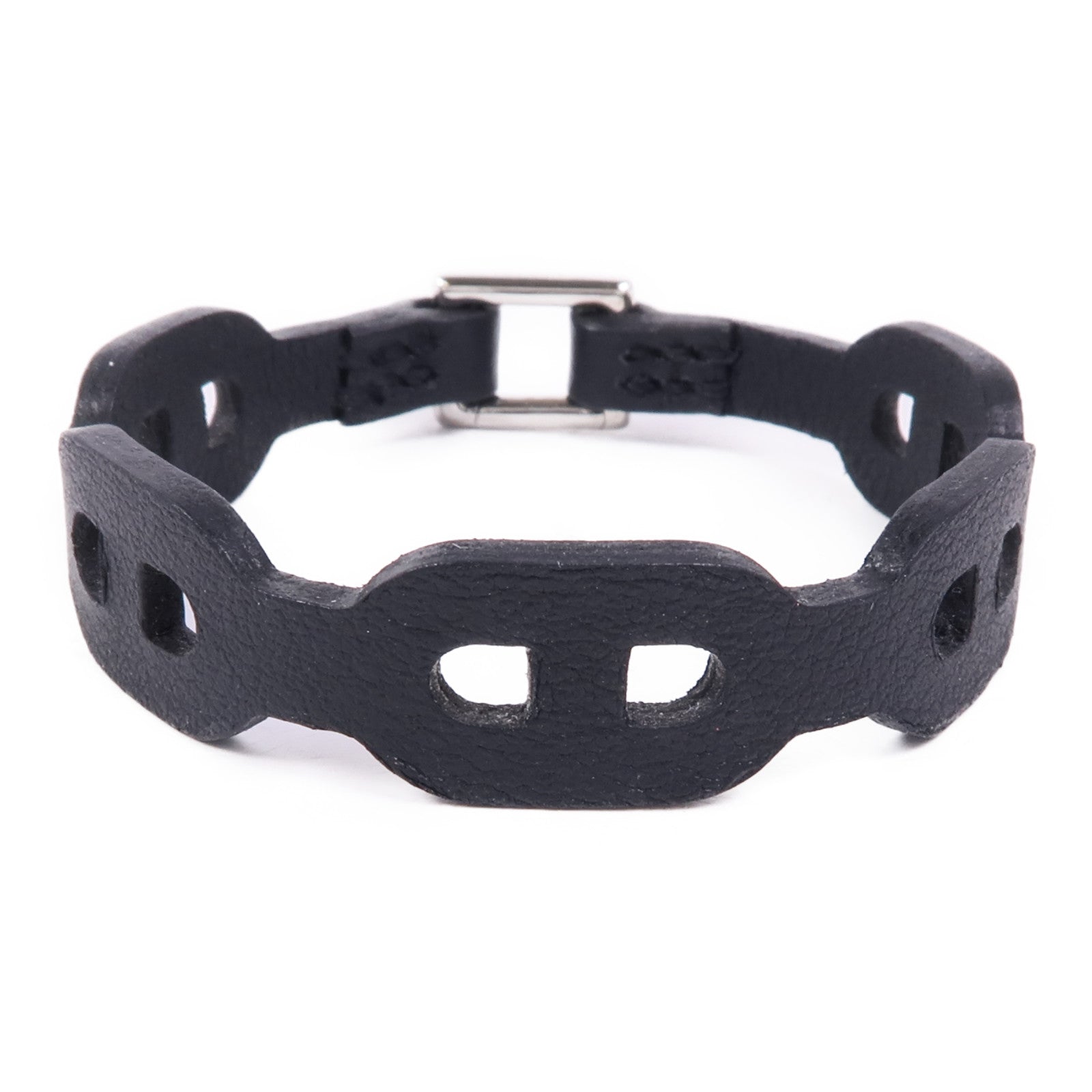 HERMES Swift皮革Bracelet銀扣手鐲Noir