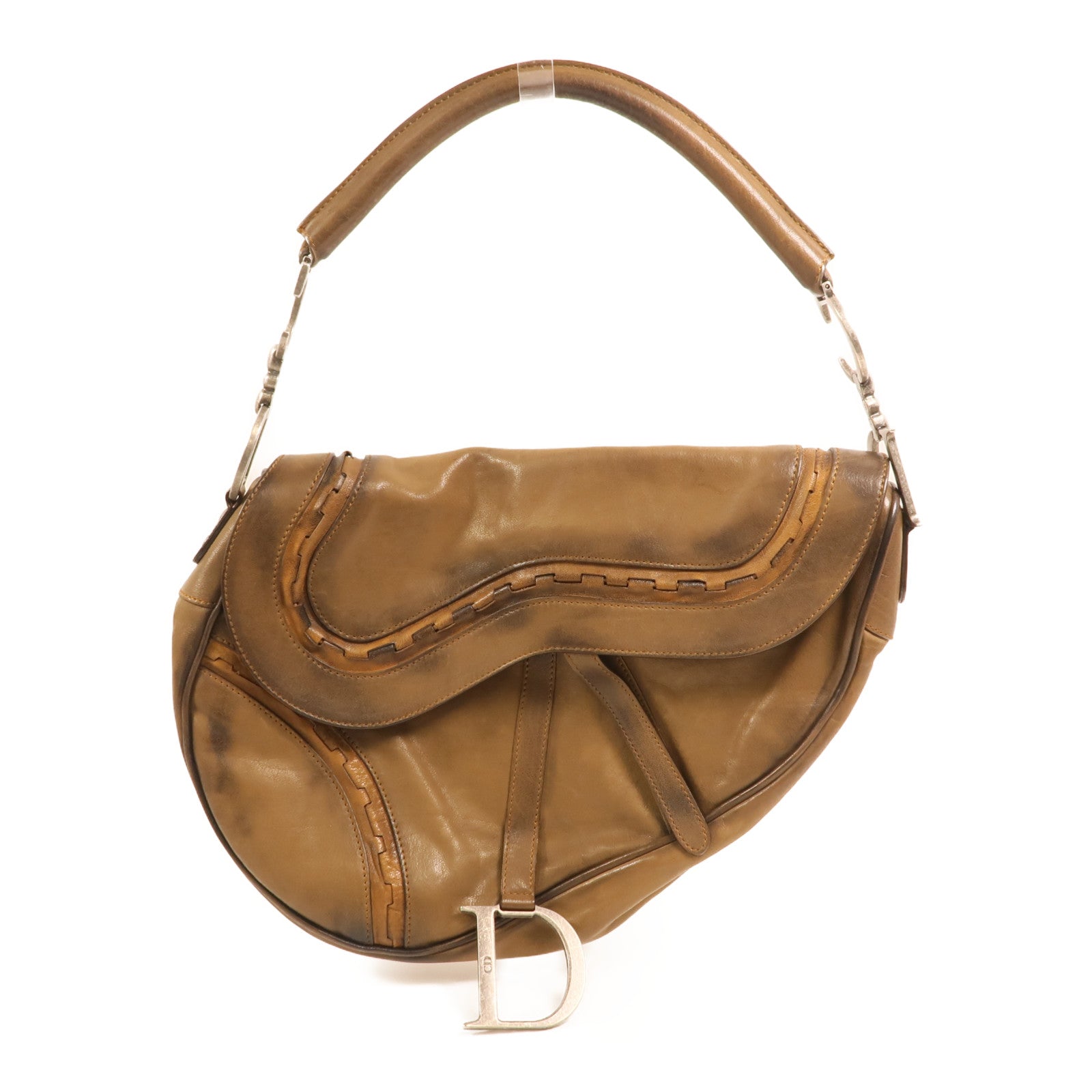 Dior 牛皮皮革Vintage Saddle Bag銀扣手挽袋