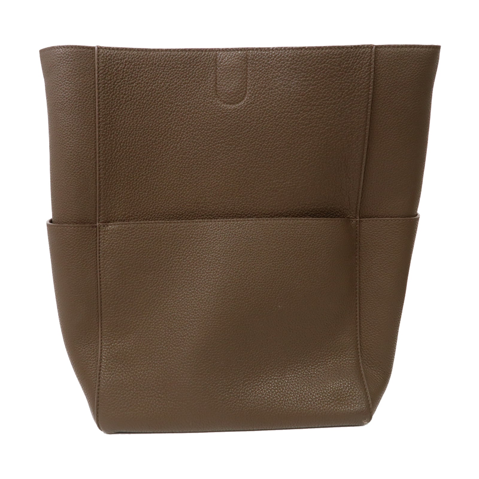 CELINE 牛皮皮革Sangle Bucket金扣肩背袋啡色
