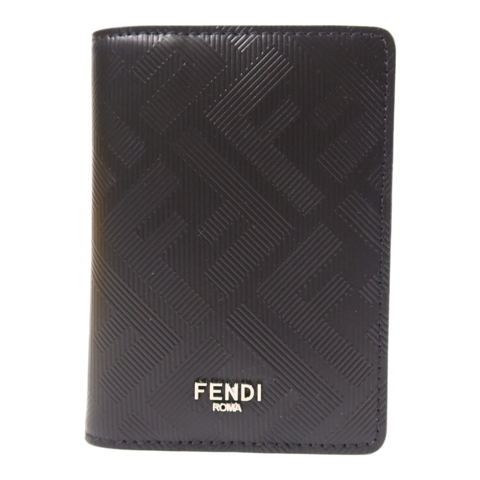 FENDI SHW Shadow Card Case Calfskin Leather Black