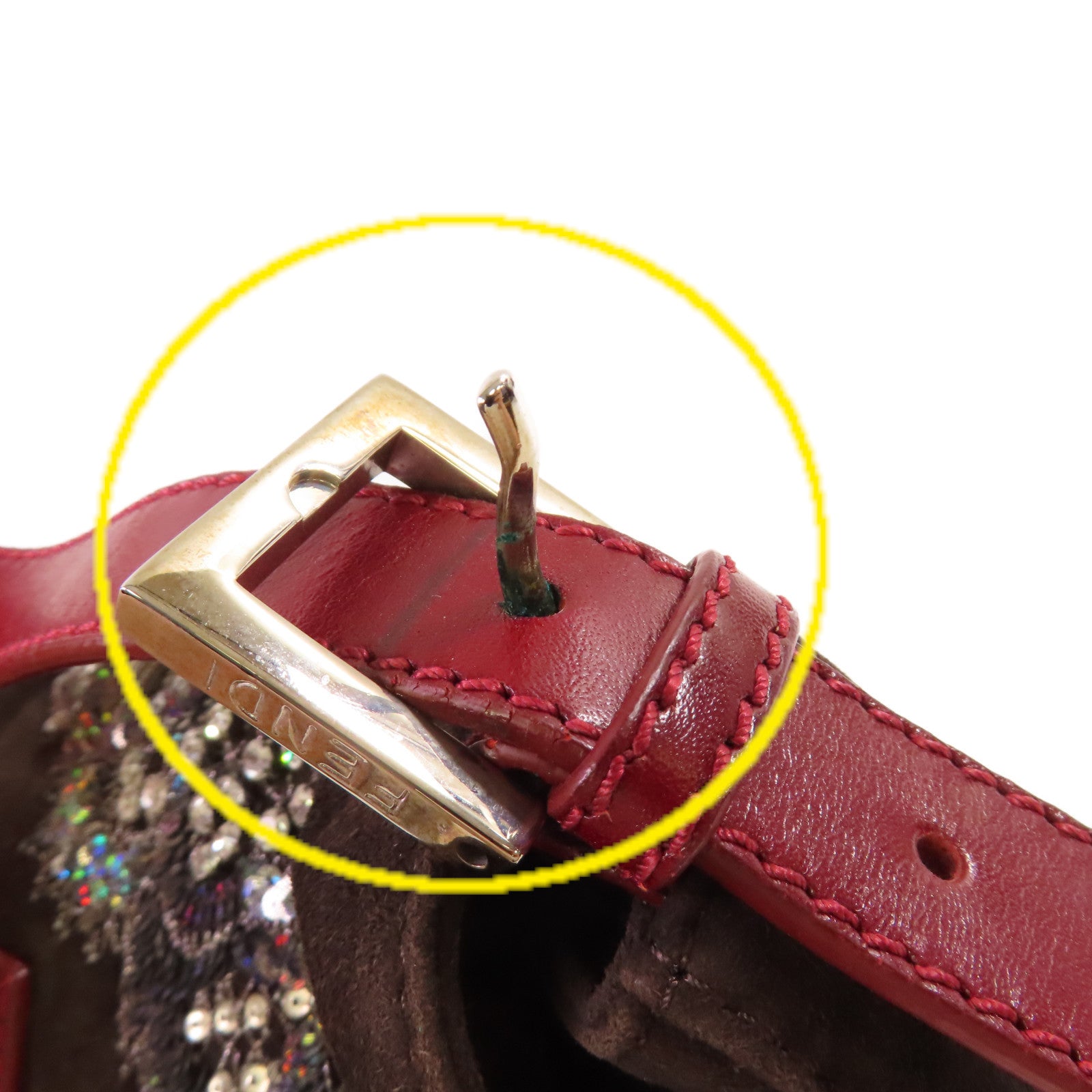 FENDI 麂皮皮革Mamma Bucke Hand Bag銀扣手挽袋啡色
