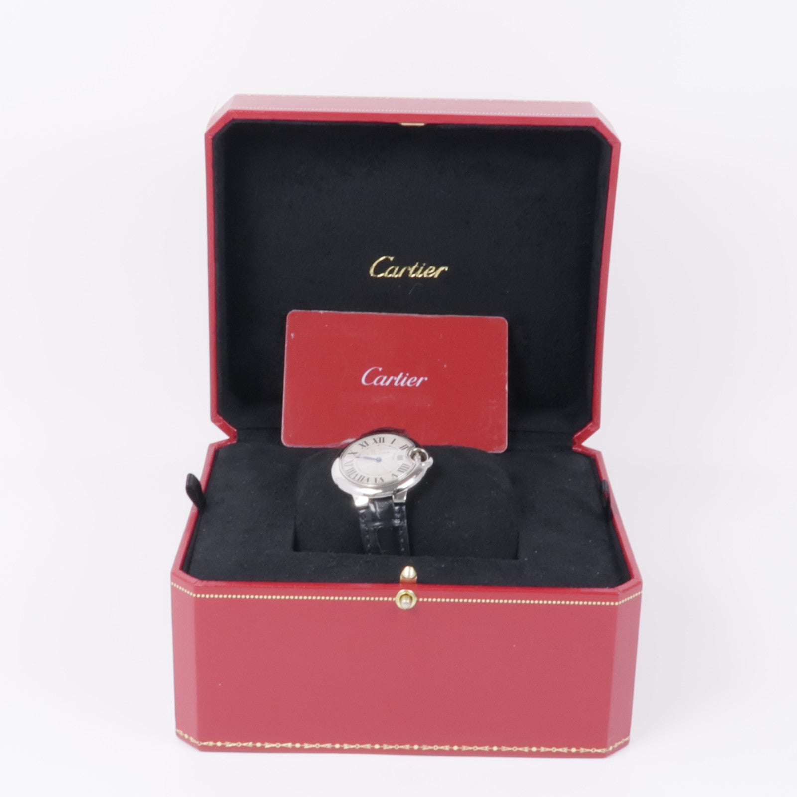 CARTIER Ballon Bleu 33mm不鏽鋼/皮革/手錶石英機芯