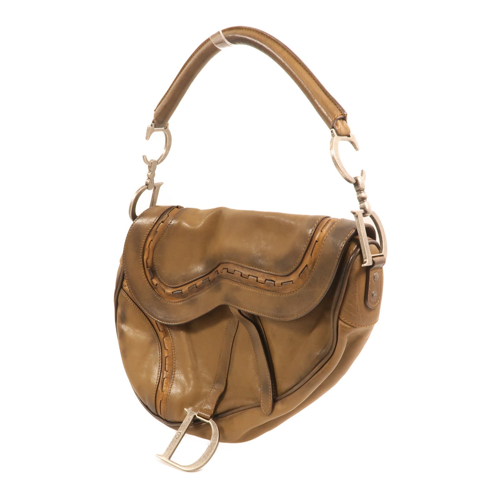 Dior 牛皮皮革Vintage Saddle Bag銀扣手挽袋