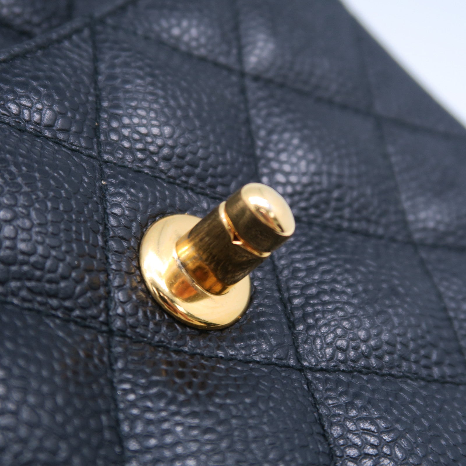 CHANEL 菱格牛皮皮革Chain Shoulder Bag金扣鏈帶肩背袋黑色