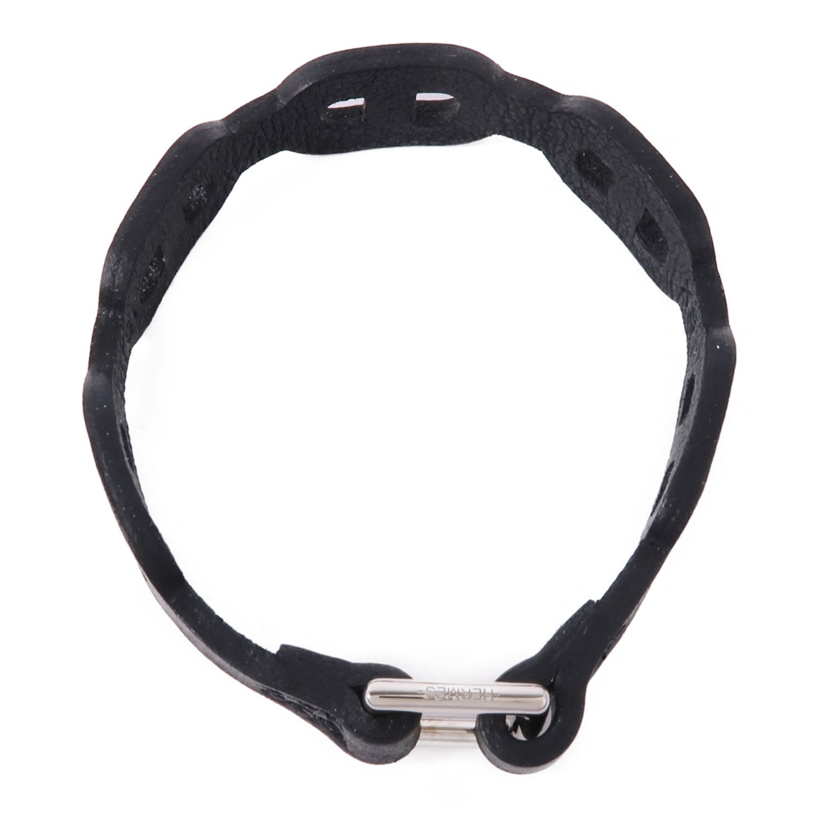 HERMES Swift皮革Bracelet銀扣手鐲Noir