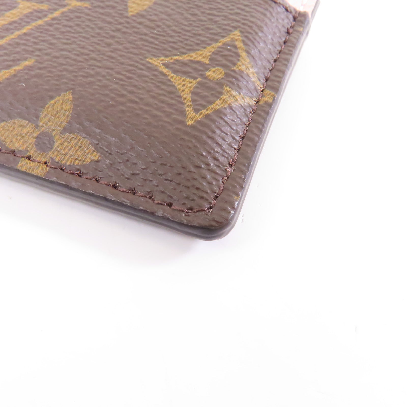 LOUIS VUITTON Monogram Card Case金扣卡片套棕色/粉紅色