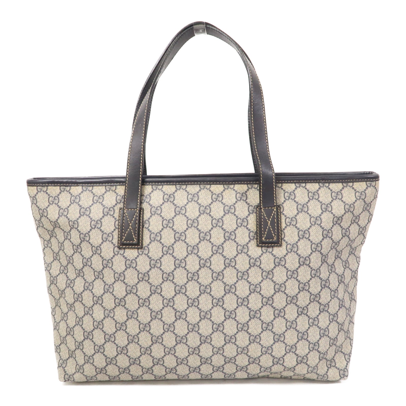 GUCCI 塗層帆布Tote Bag銀扣手挽袋藍色