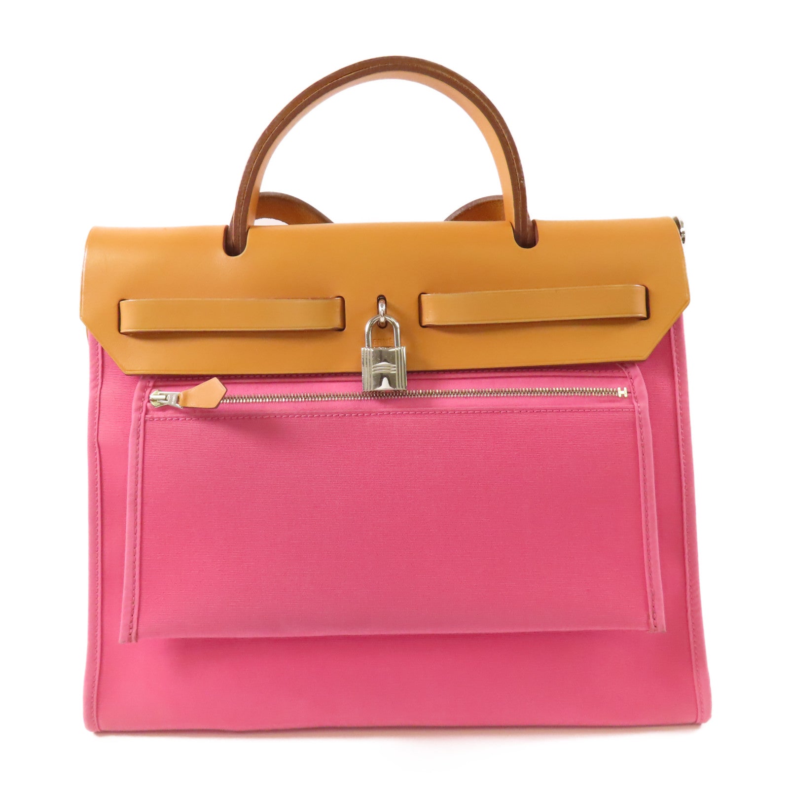 HERMES 帆布Herbag PM銀扣手挽肩背兩用袋