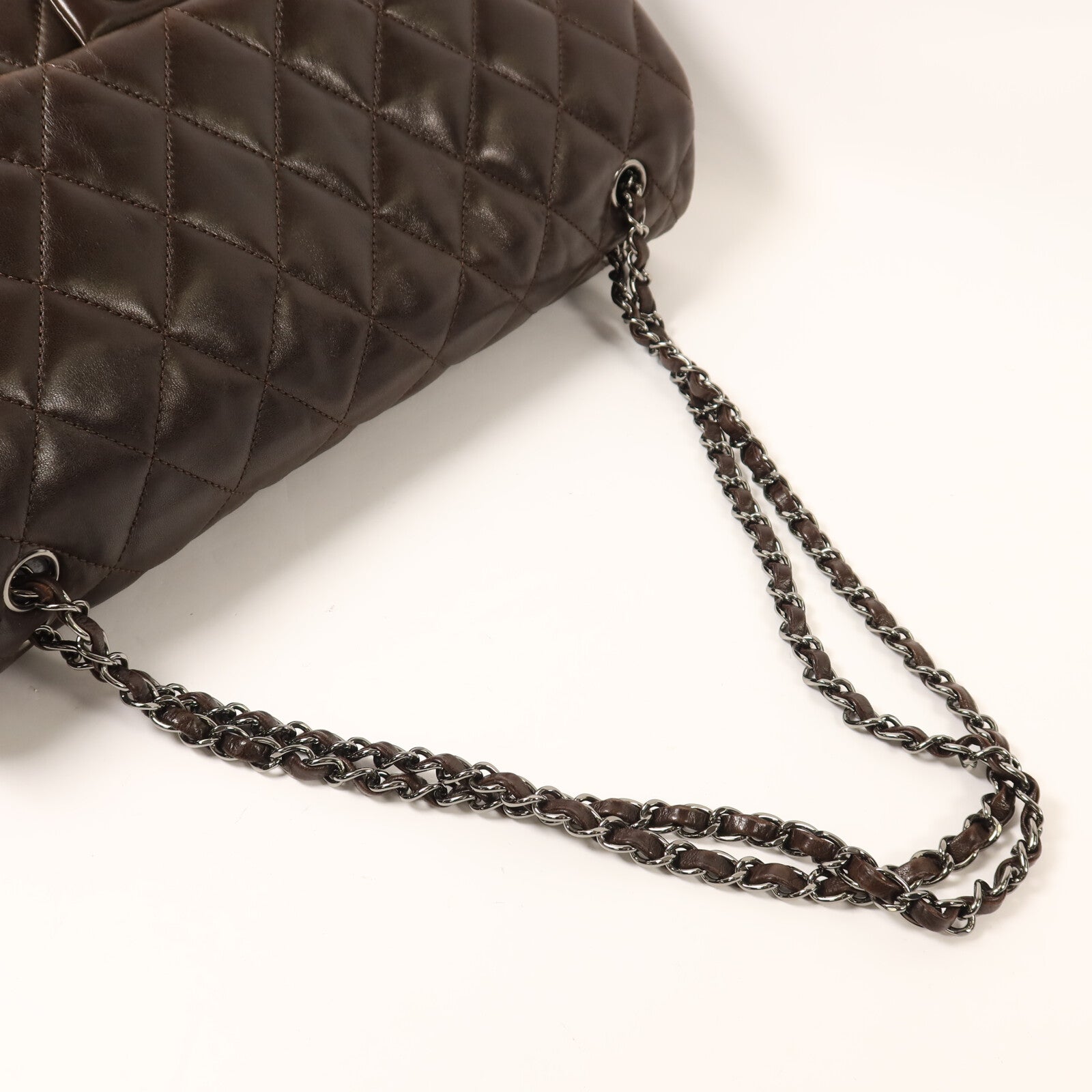 CHANEL 羊皮皮革Chain Shoulder銀扣鏈帶肩背袋
