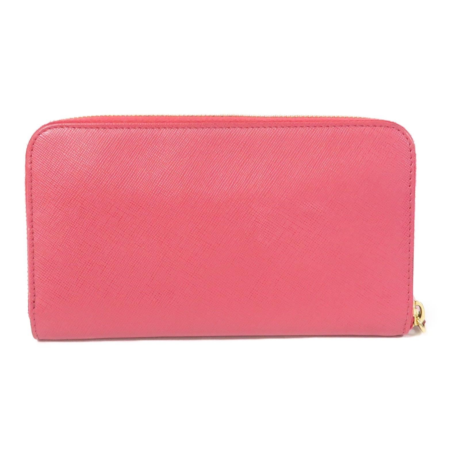 PRADA 牛皮皮革Zipper Long Wallet金扣長錢包牡丹粉色