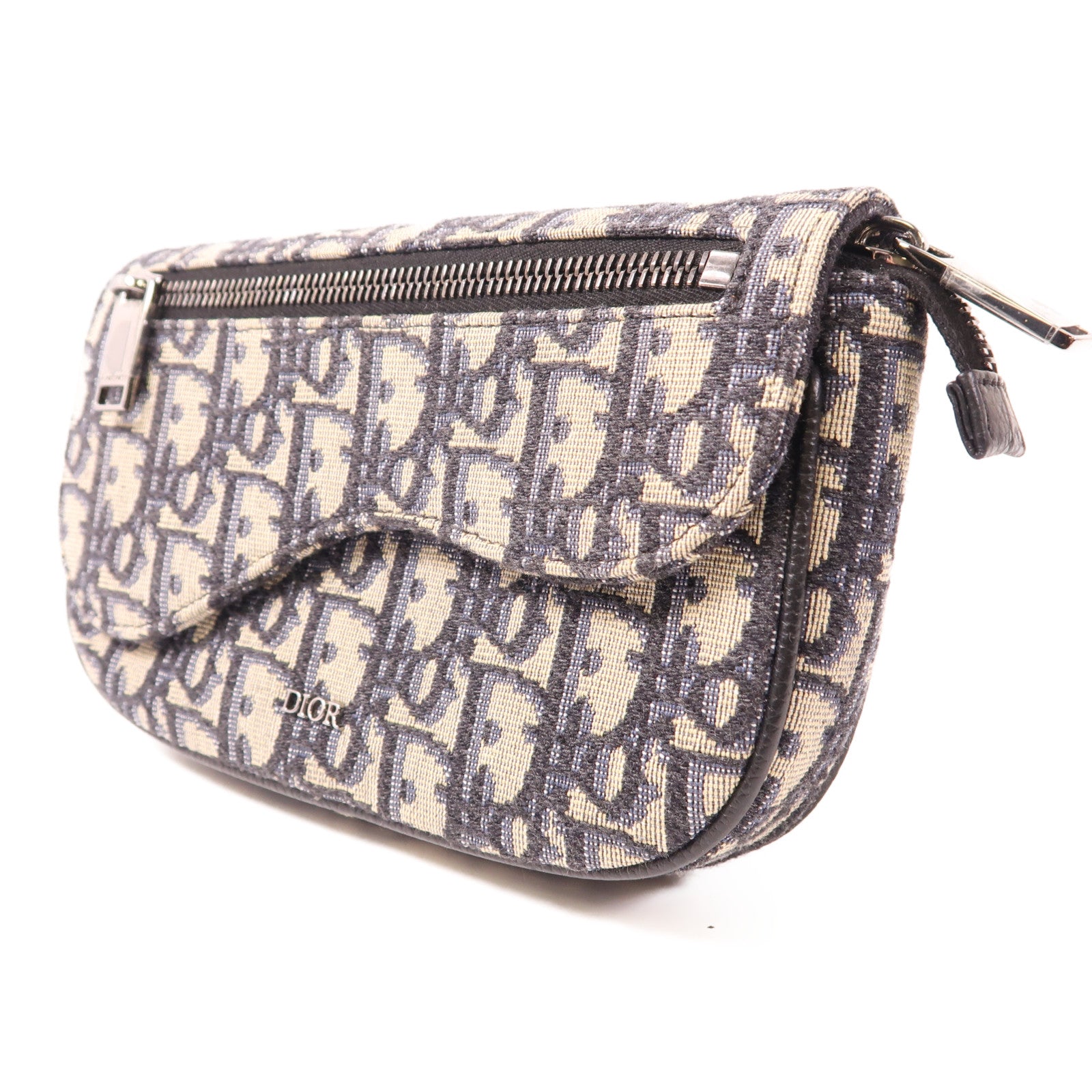 Dior CD SHW Saddle Pouch Canvas Navy/Beige