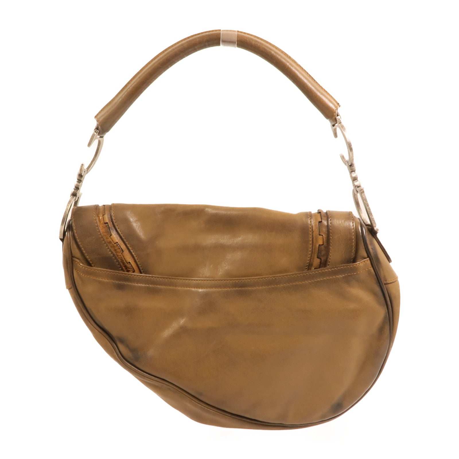Dior 牛皮皮革Vintage Saddle Bag銀扣手挽袋