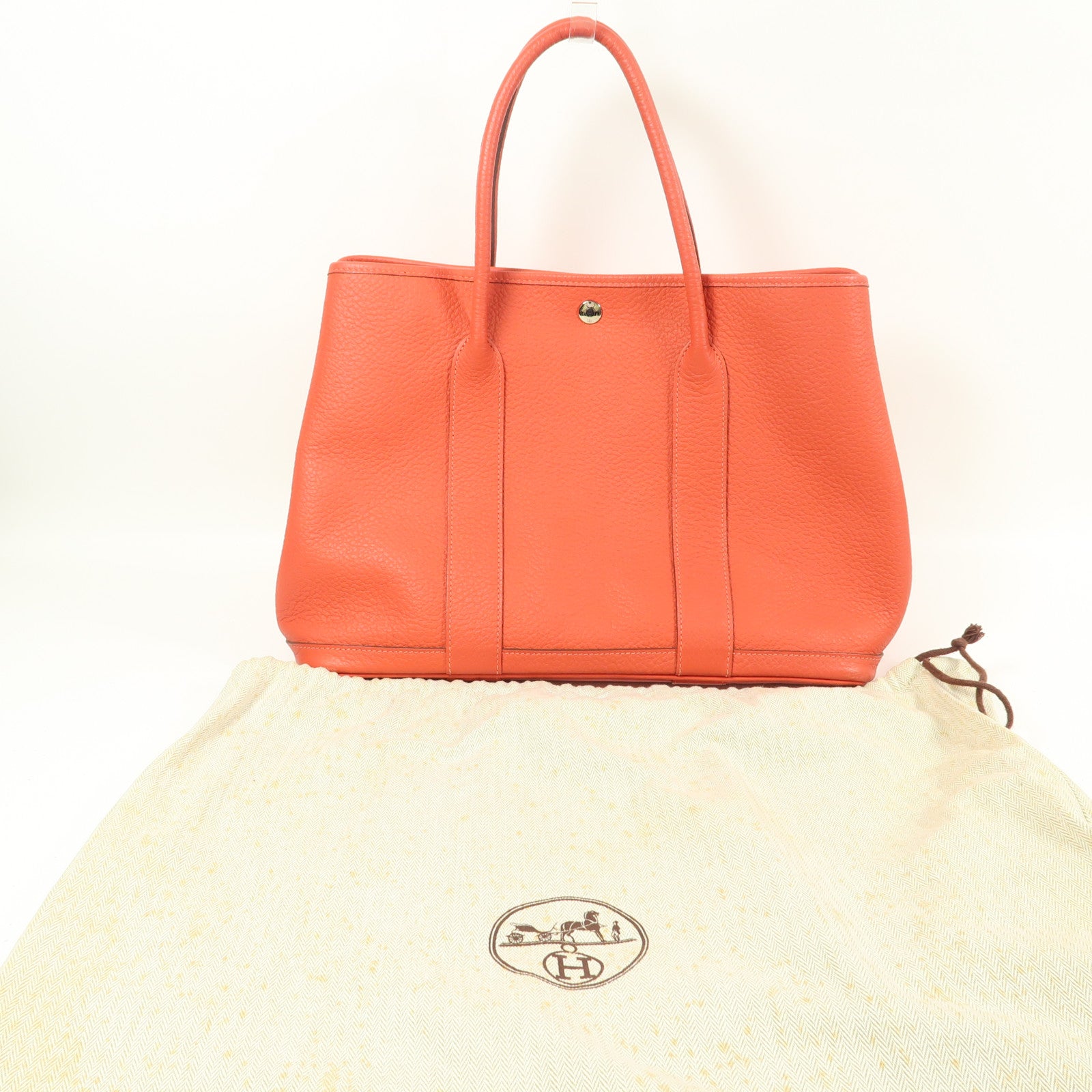 HERMES 【激減優惠】Country皮革Garden Party PM銀扣手挽袋Rouge Pivoine