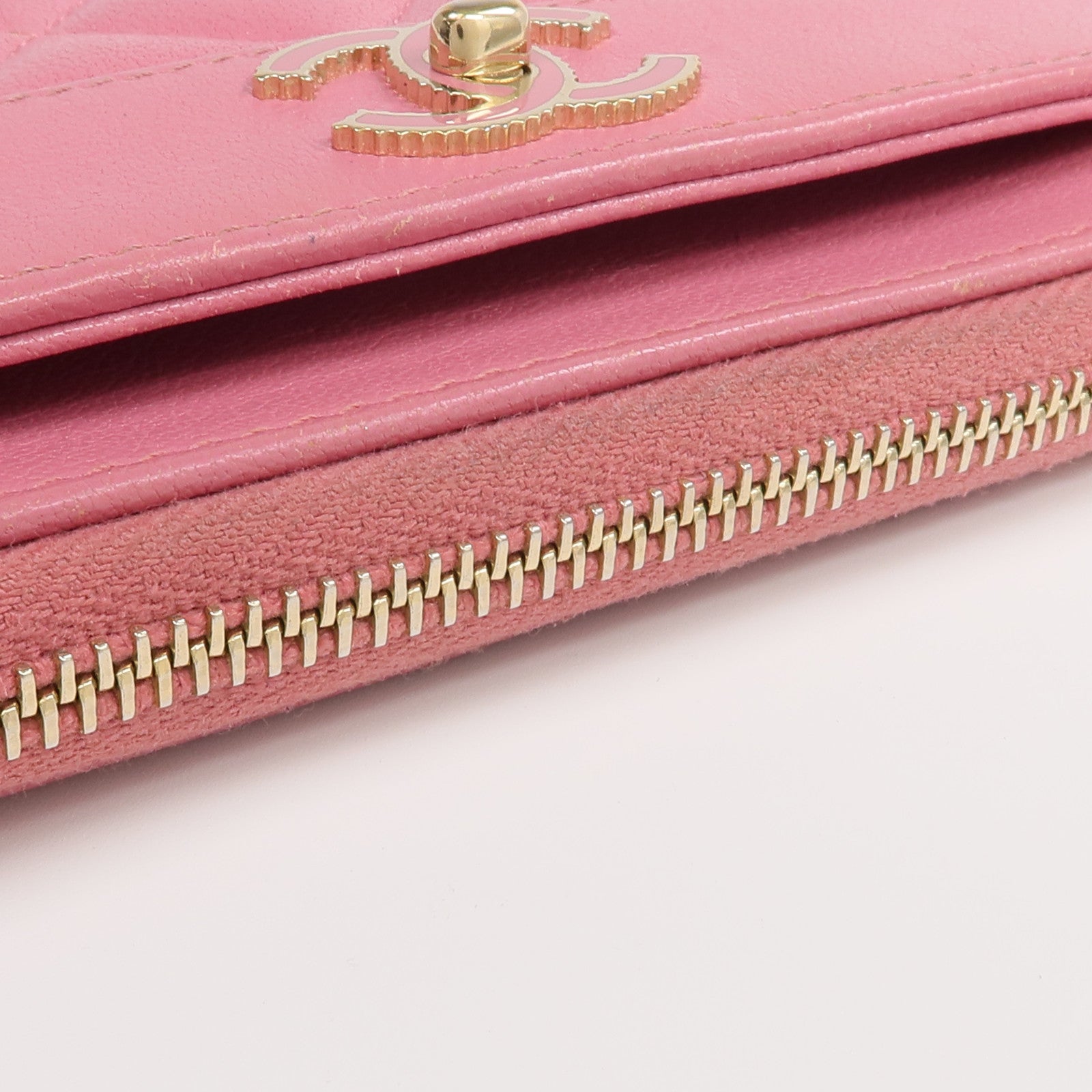 CHANEL 牛皮皮革Long Wallet金扣長錢包